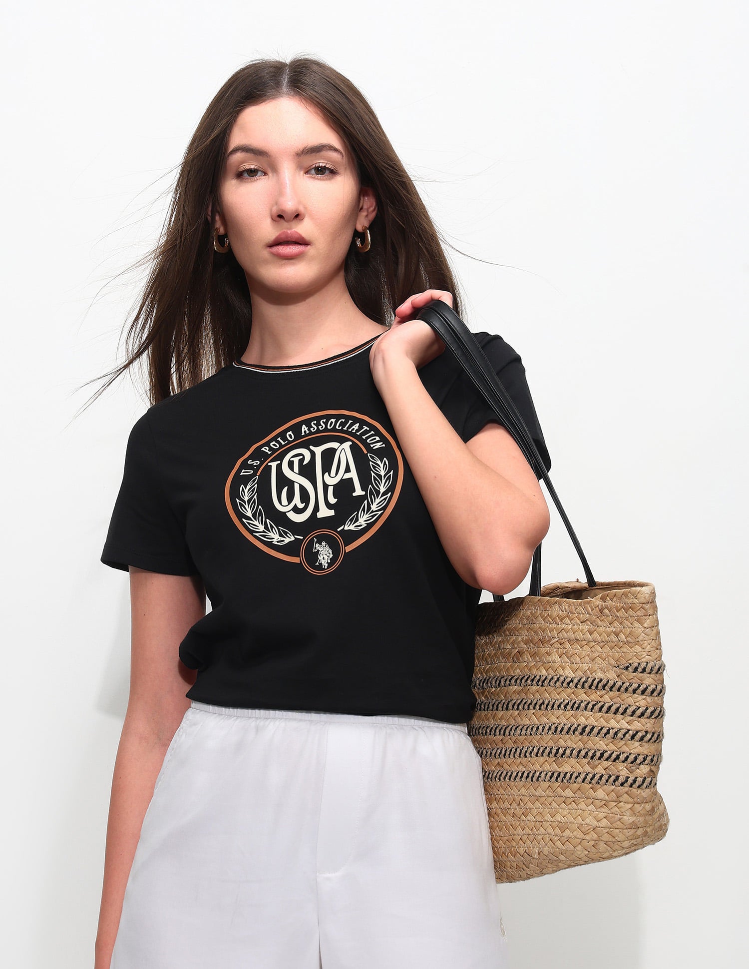 Regular Fit Brand Printed T-Shirt Black - U.S. Polo Assn. India | Large