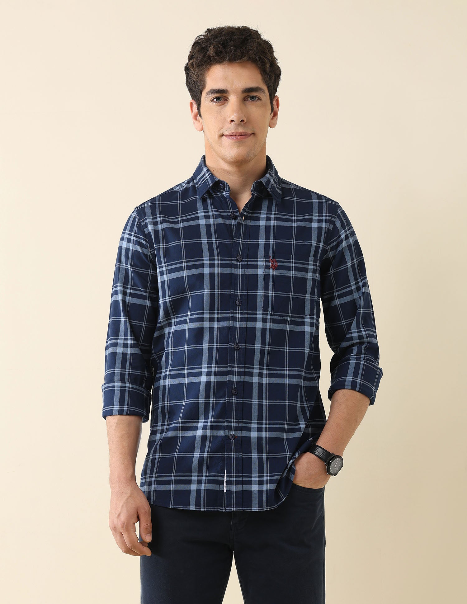 Grid Tattersall Checked Tailored Fit Shirt