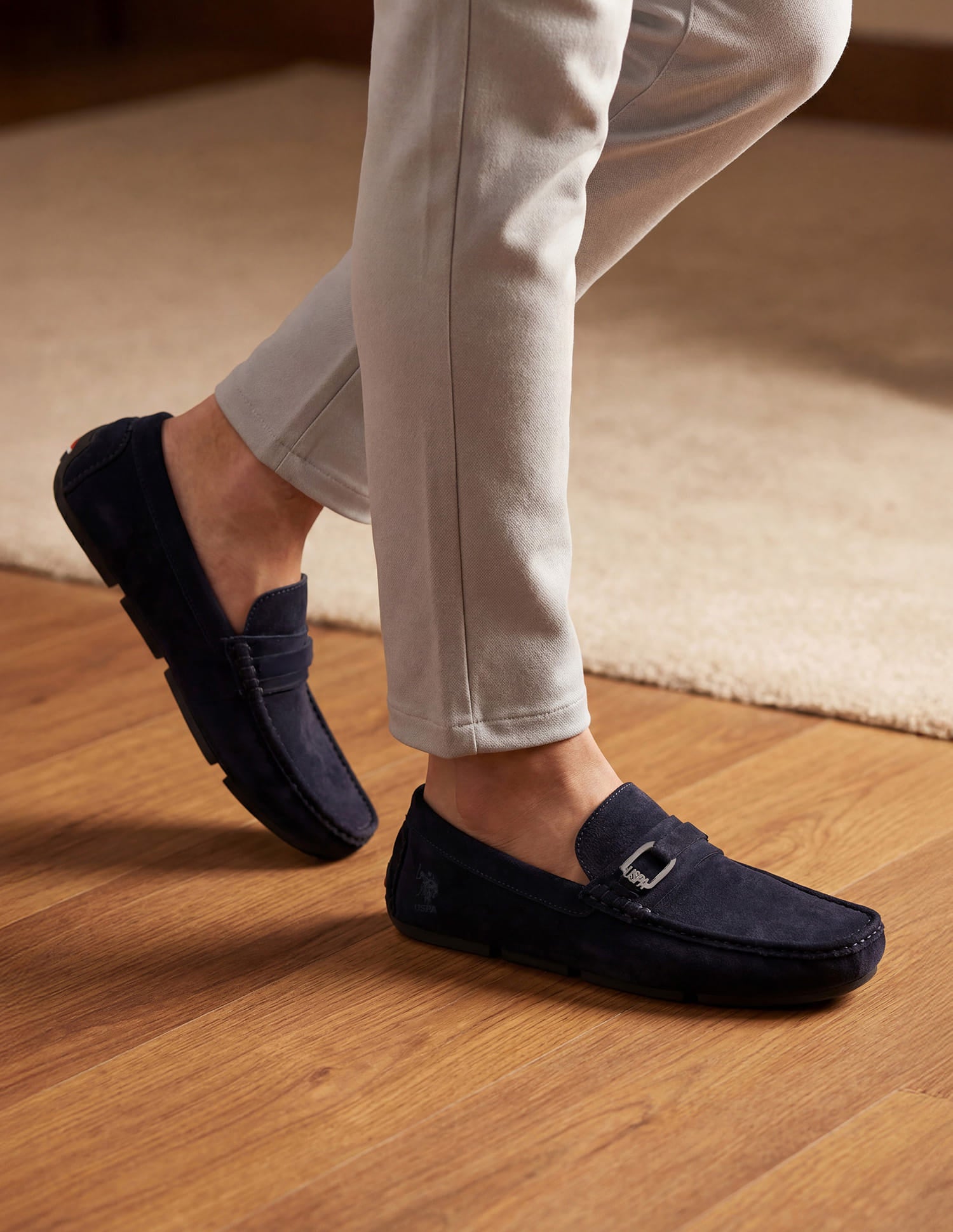 Men Ansel Slip-Ons Suede Loafers Navy - U.S. Polo Assn. India | Large