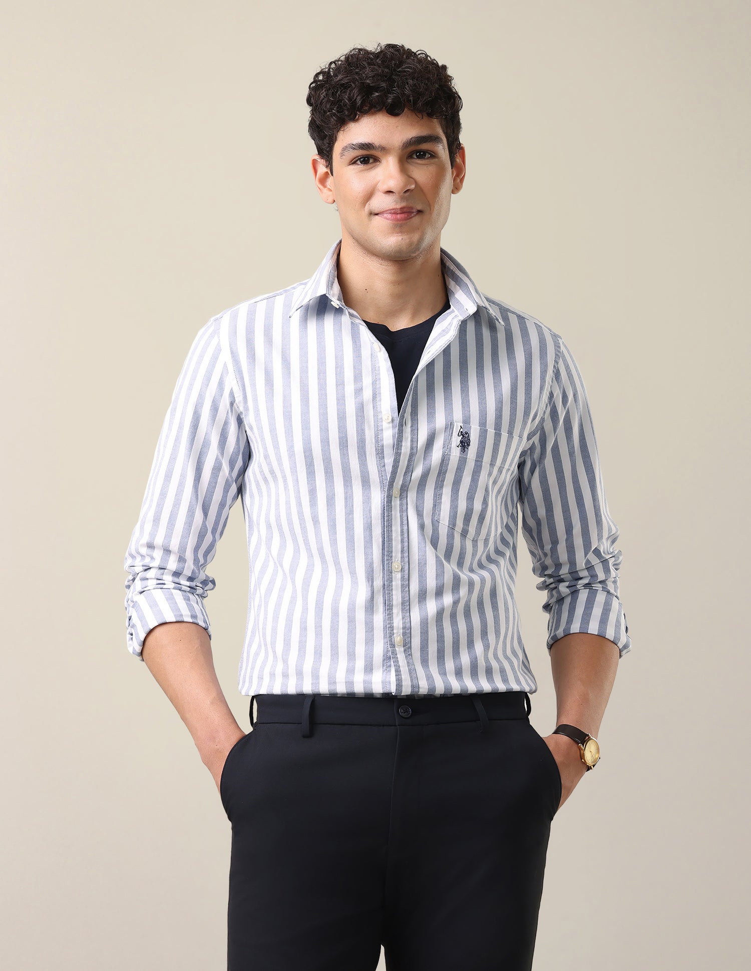 Vertical Striped Oxford Shirt Navy - U.S. Polo Assn. India | Large