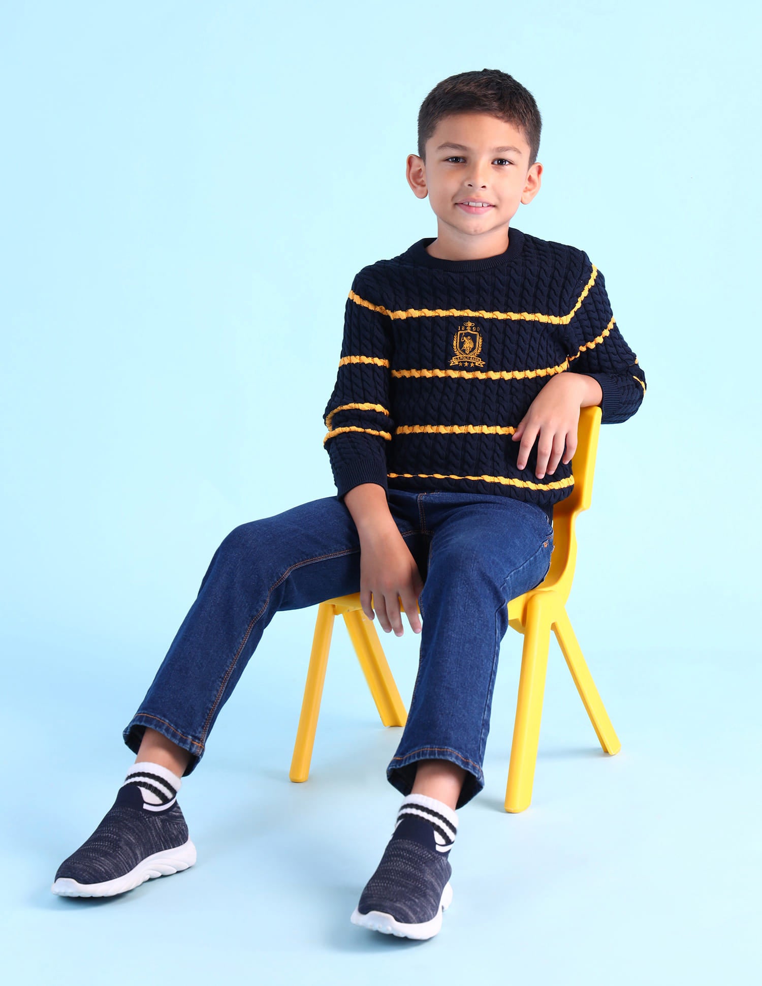 Boys Regular Fit Sweater Navy - U.S. Polo Assn. India | Large