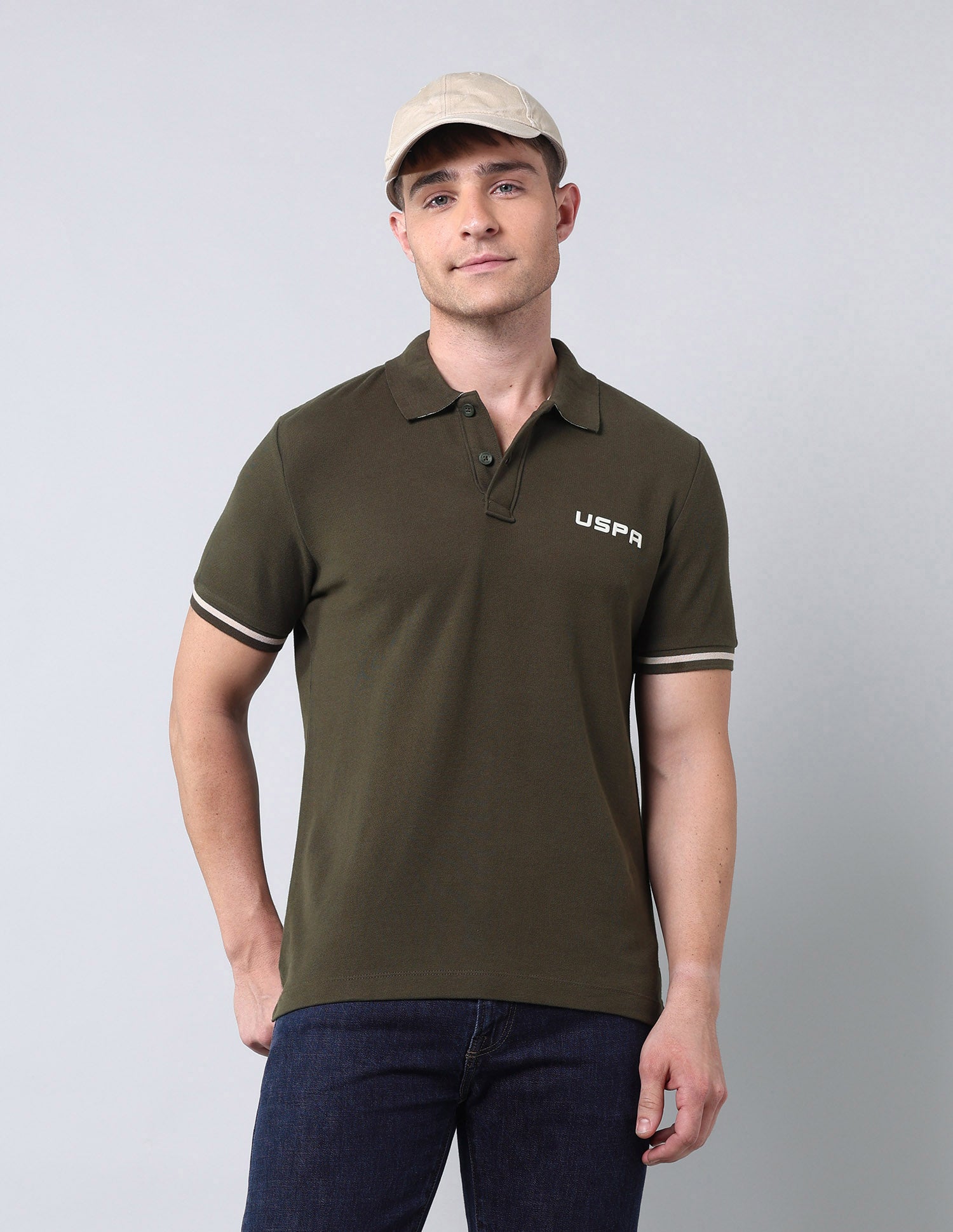 Solid Muscle Fit Americana Polo Shirt Olive - U.S. Polo Assn. India | Large
