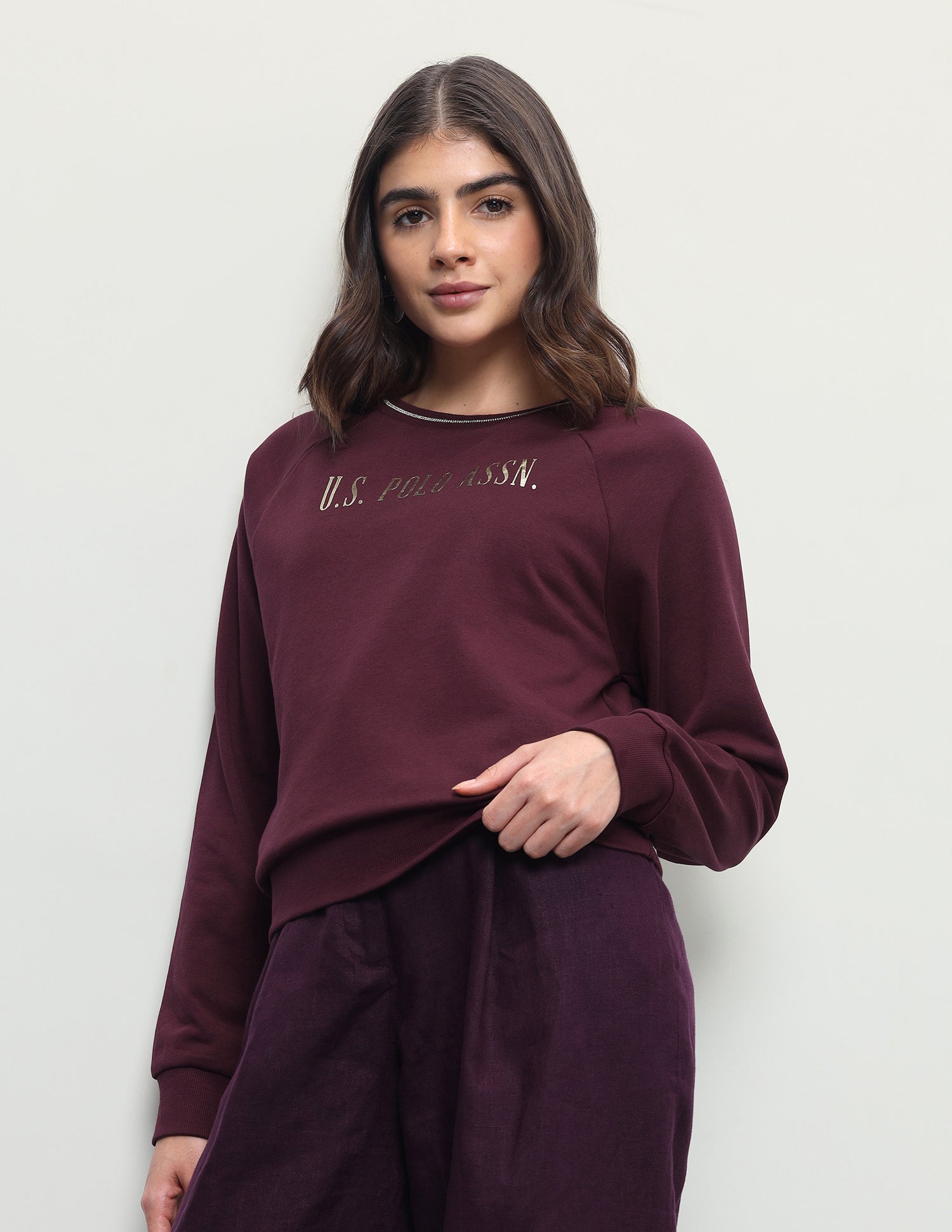 Metallic Brand Printed Regular Fit Sweatshirt