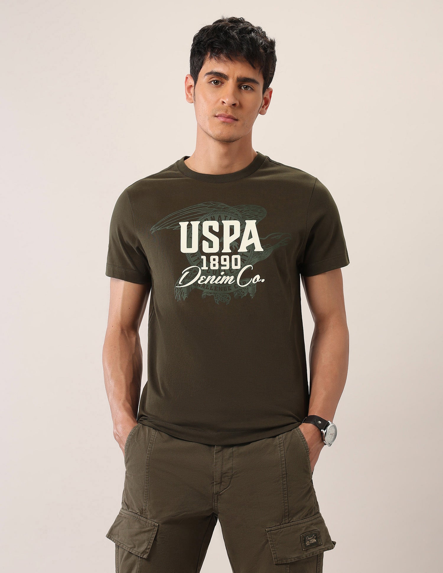 Muscle Fit Pure Cotton T-Shirt Olive - U.S. POLO ASSN. | Large