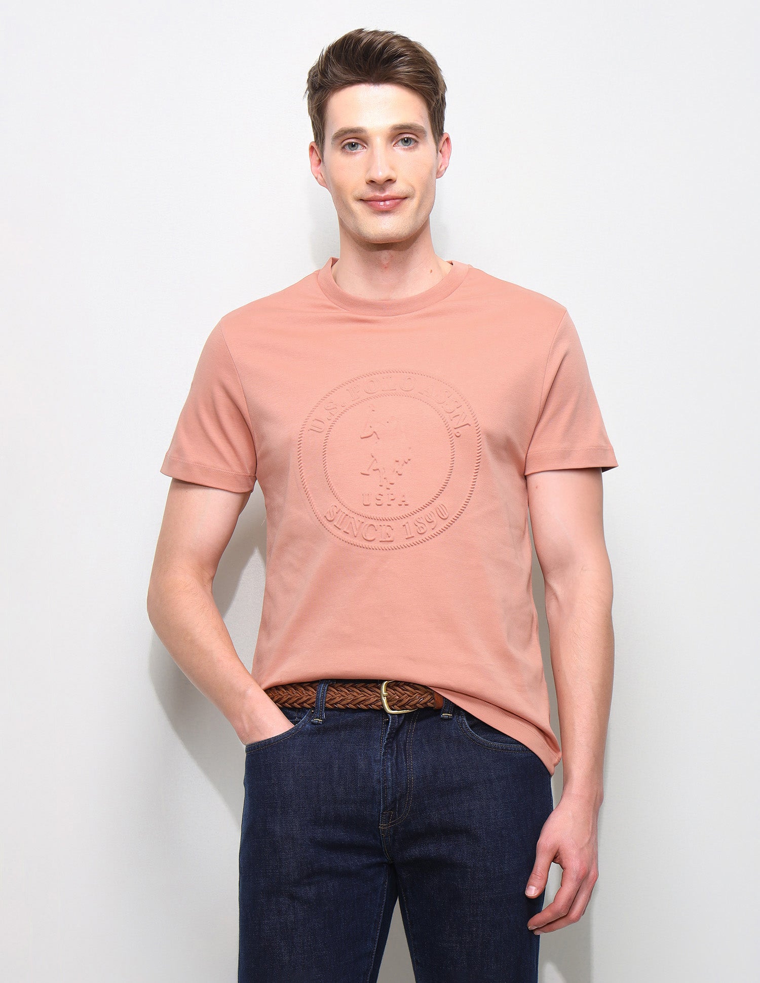 Brand Embossed Slim Fit T-Shirt