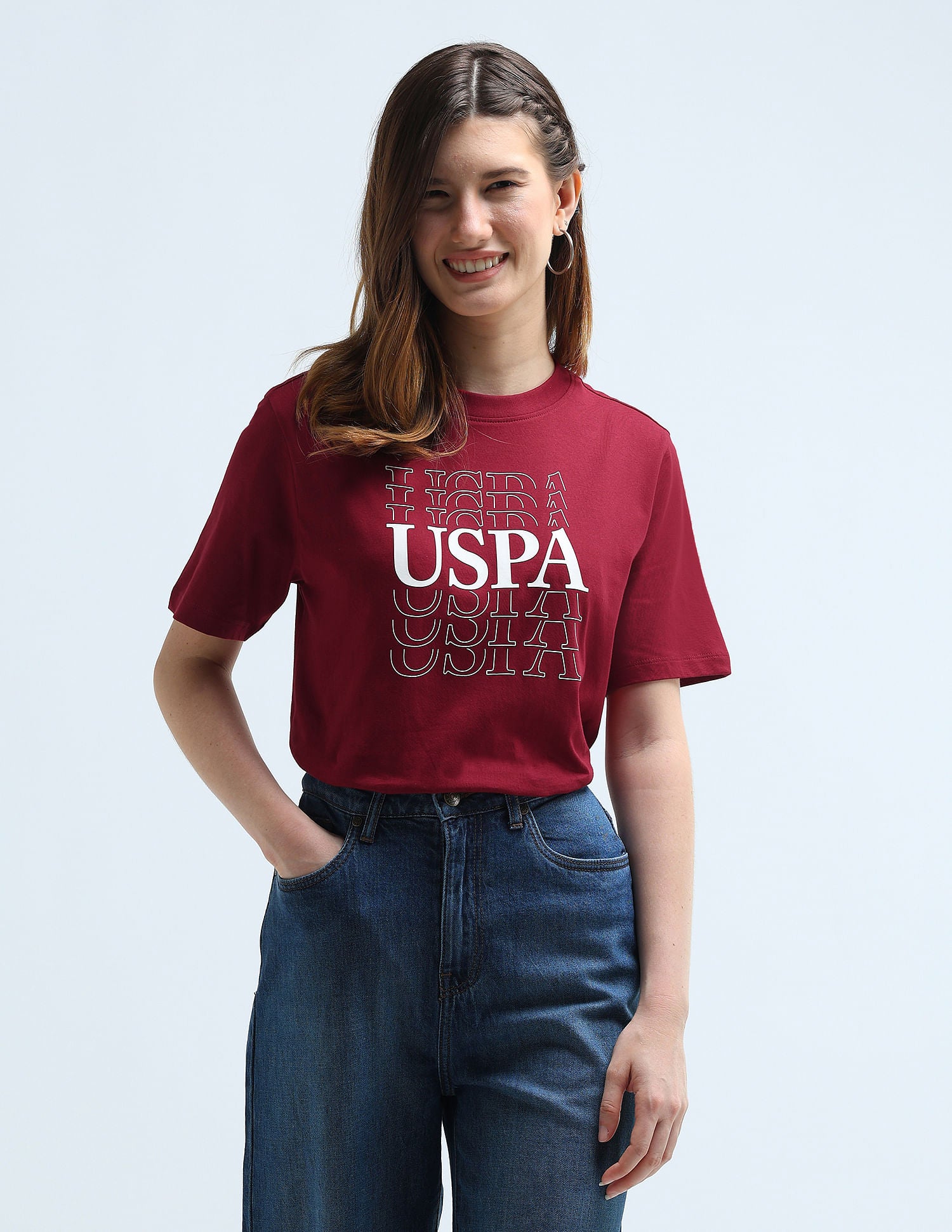Boxy Fit Graphic T-Shirt Red - U.S. Polo Assn. India | Large