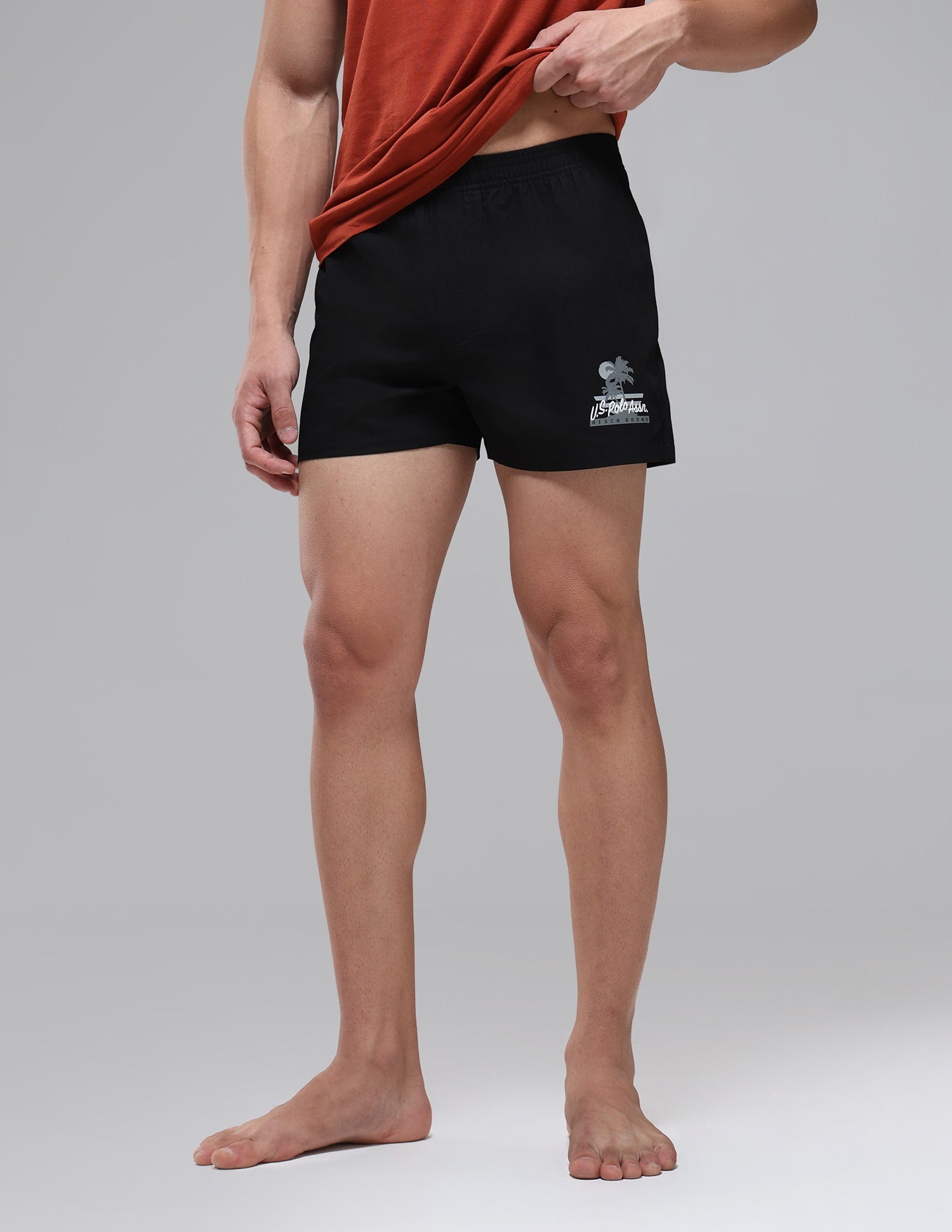 Pure Cotton Mid Rise OEX14 Boxers - Pack Of 1 Uspa Black - U.S. Polo Assn. India | Large