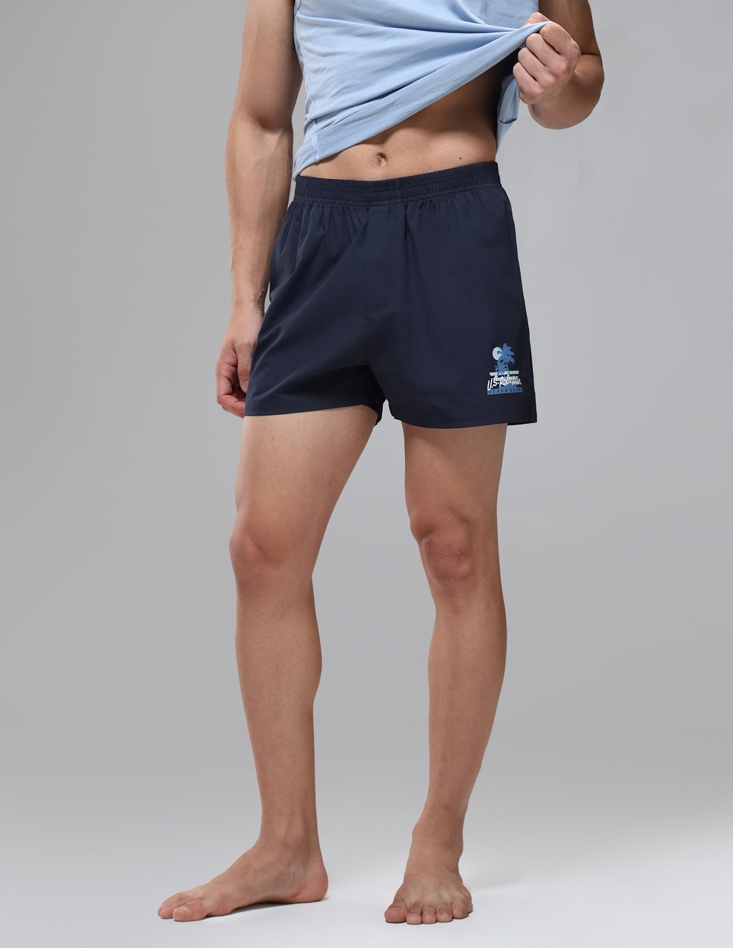 Pure Cotton Mid Rise OEX14 Boxers - Pack Of 1 Uspa Navy - U.S. Polo Assn. India | Large