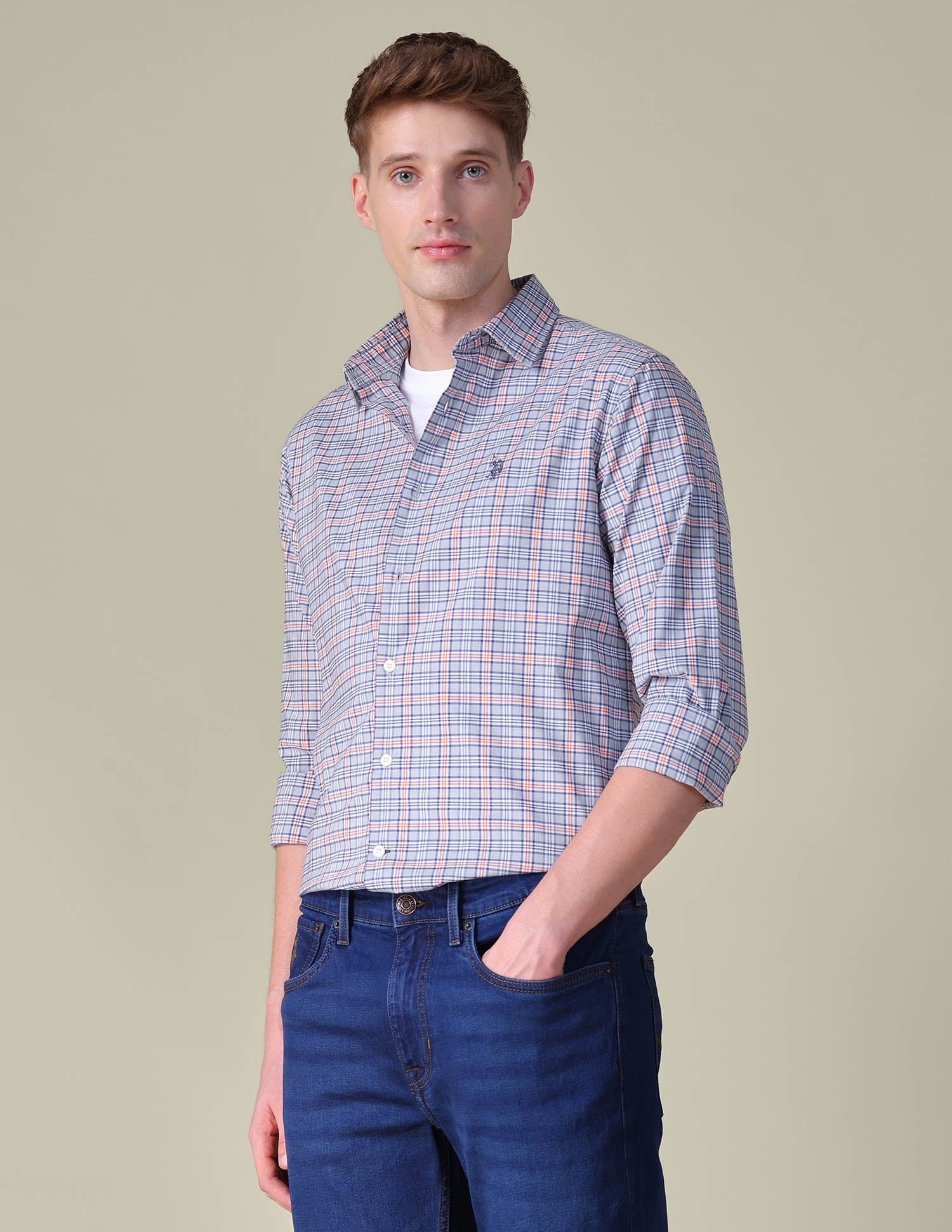 Grid Tattersall Checked Tailored Fit Shirt