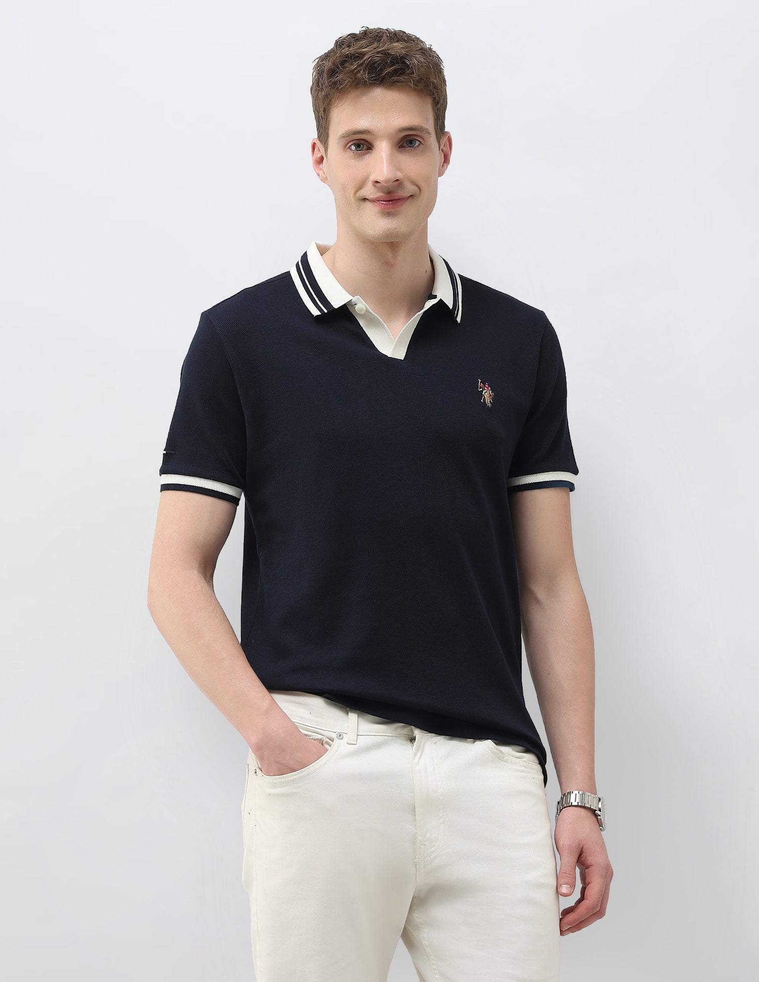 Solid Muscle Fit Polo Shirt Navy - U.S. Polo Assn. India | Large