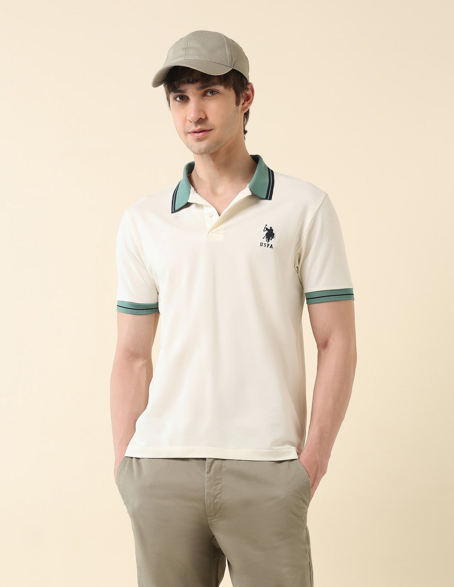 Slim Fit Classic Polo Shirt Beige - U.S. Polo Assn. India | Large