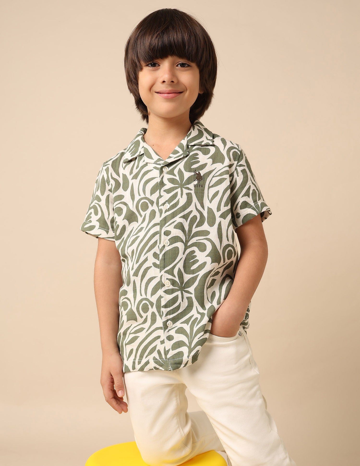 Boys Abstract Printed Cuban Shirt