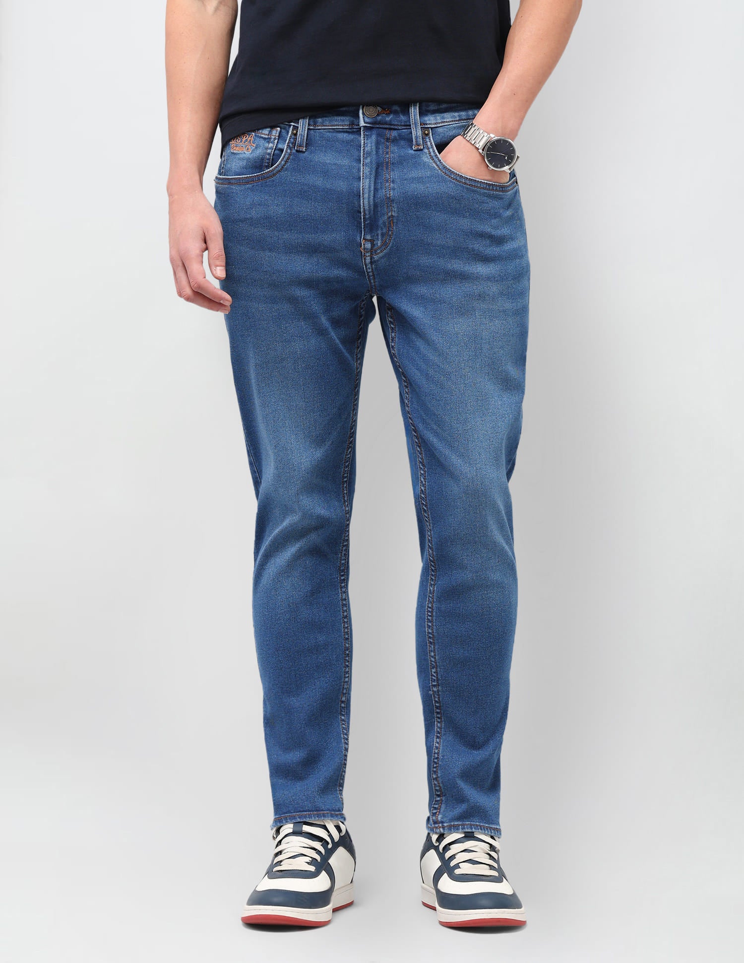 Solid Tapered Fit Jeans Blue - U.S. Polo Assn. India | Large