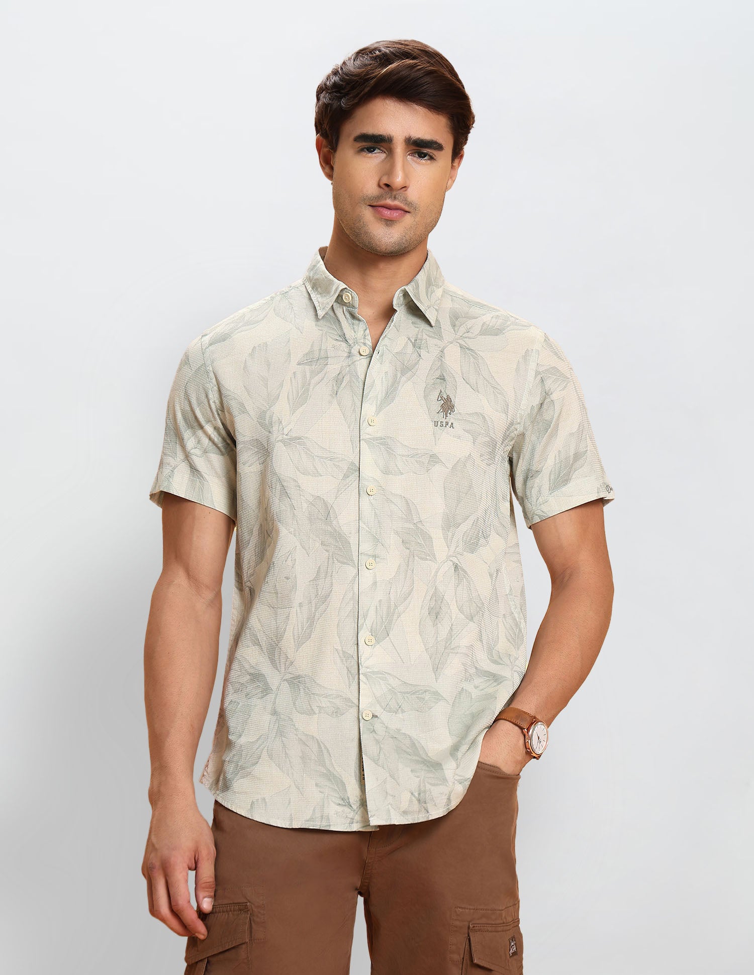 Slim Fit Tropical Printed Shirt