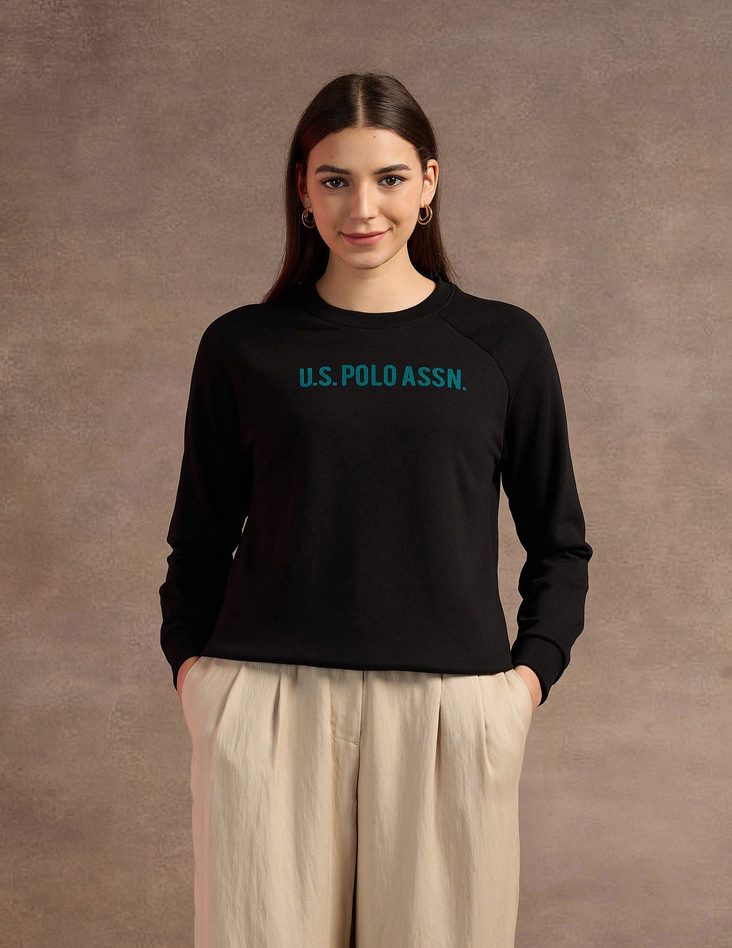 Raglan Sleeve Foil Print Sweatshirt