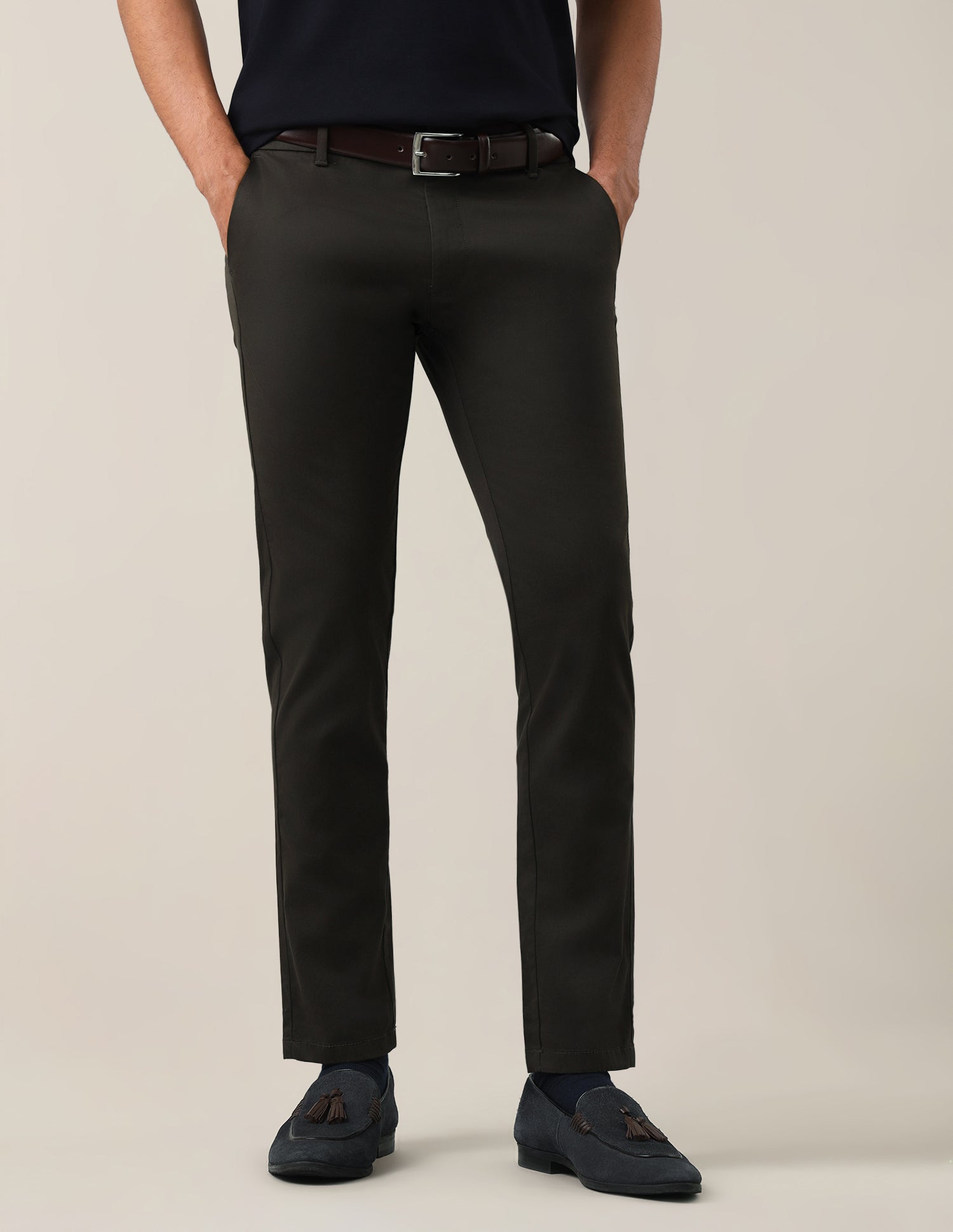 Denver Slim Fit Dobby Trousers Olive - U.S. Polo Assn. India | Large