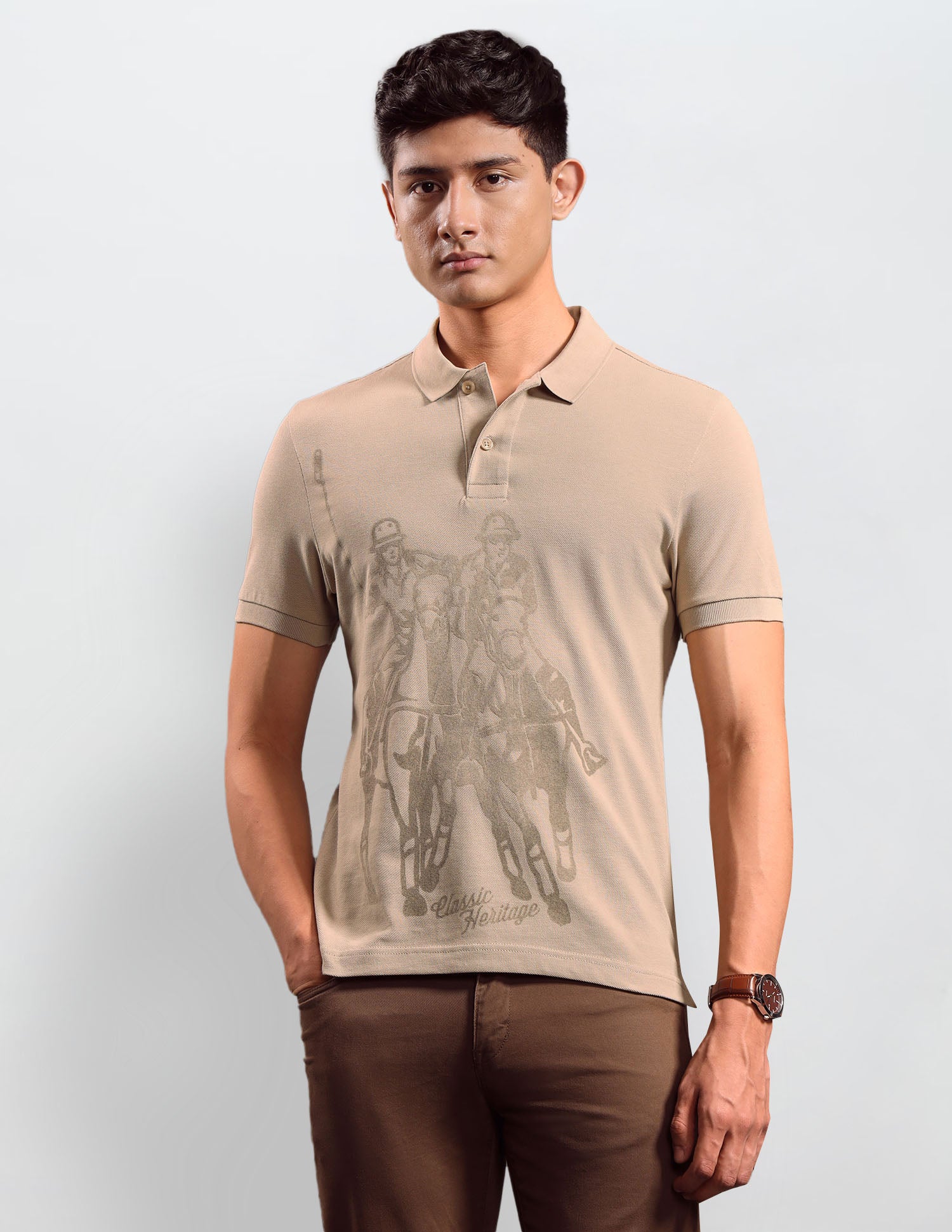 Graphic Printed Muscle Fit Polo shirt