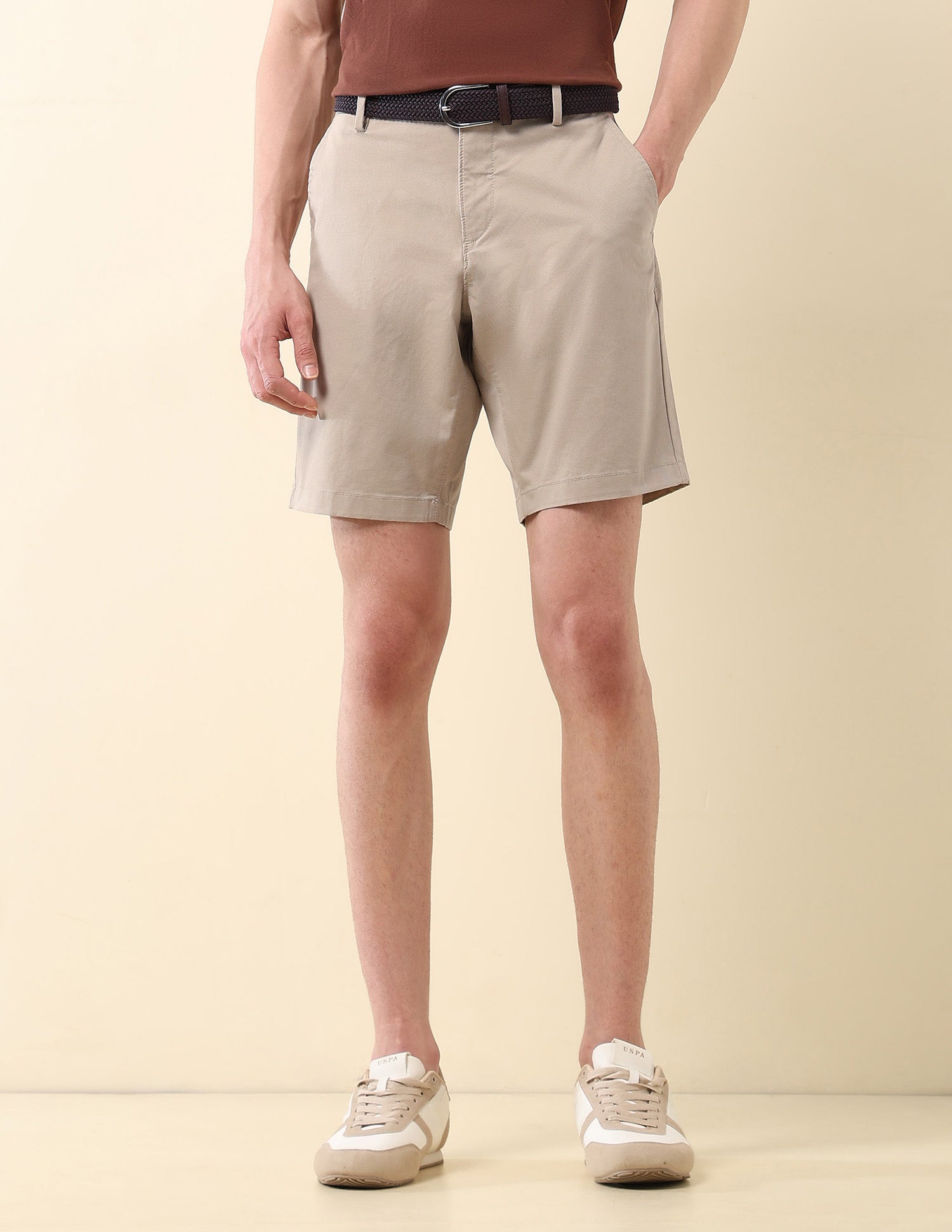 Mid Rise Slim Fit Chino Shorts