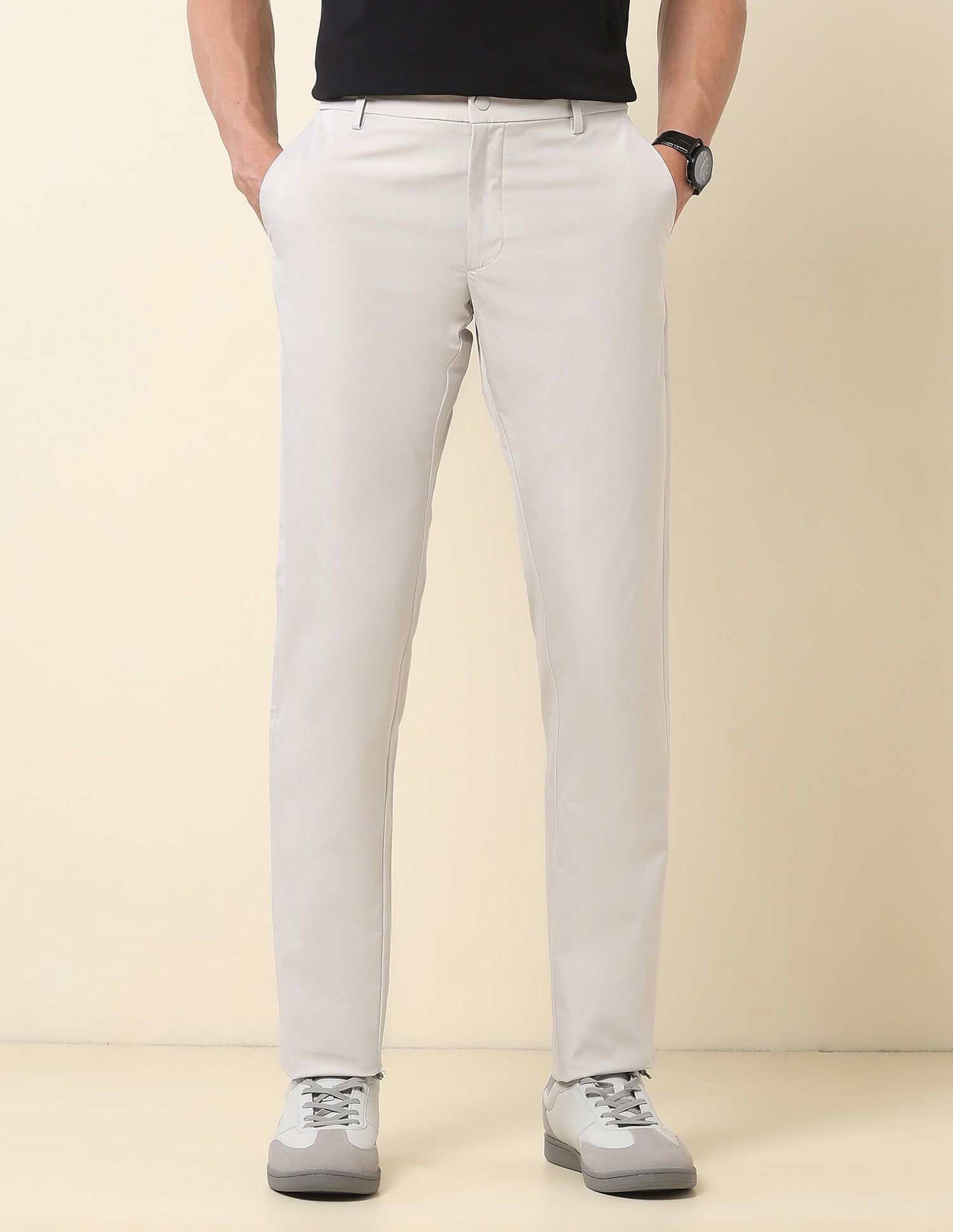 Austin Slim Fit Twill Trousers Light Grey - U.S. Polo Assn. India | Large