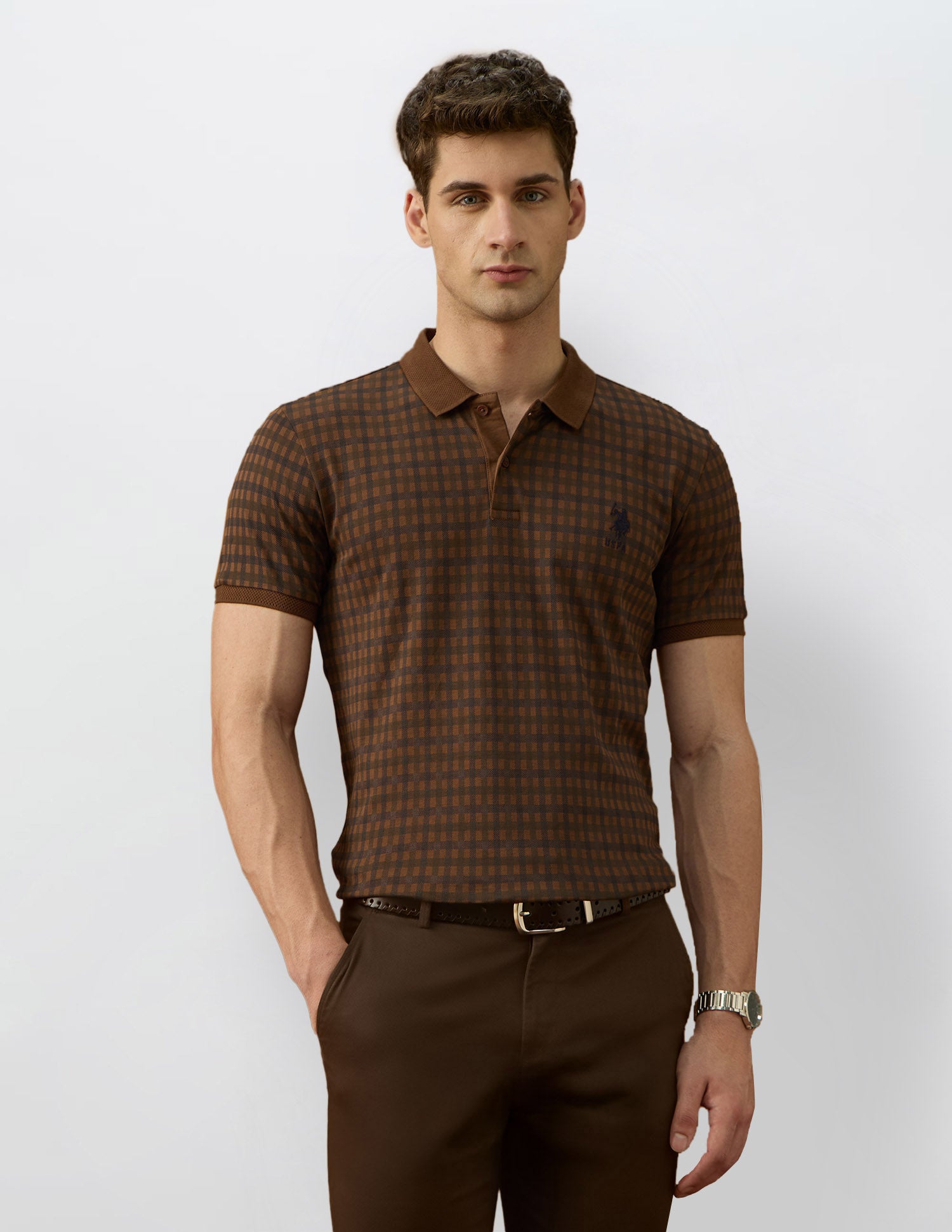 Checked Equestrian Aisle Theater Polo Shirt