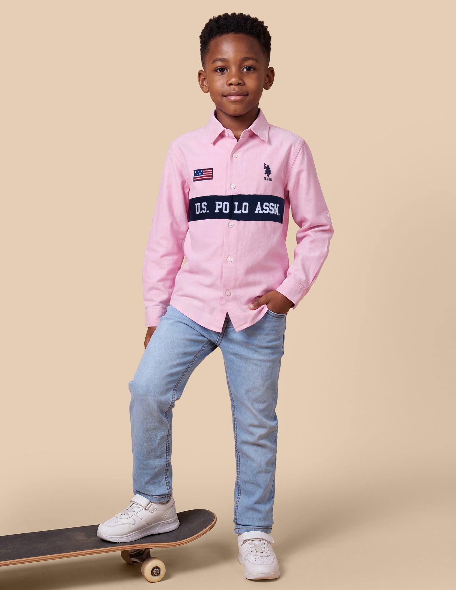 Brand Embroidered Regular Fit Shirt Pink - U.S. Polo Assn. India | Large