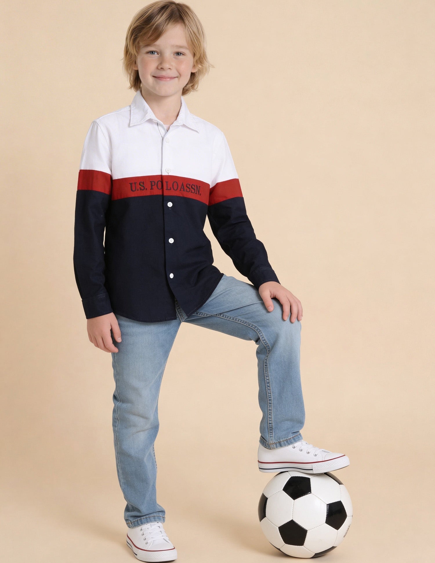 Colorblocked Brand Embroidered Oxford Shirt White - U.S. Polo Assn. India | Large