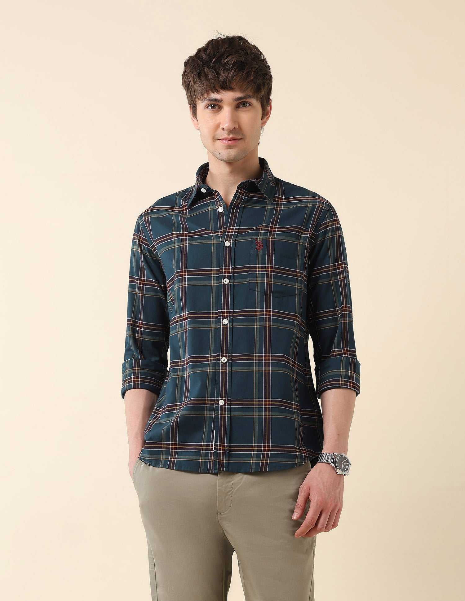 Grid Tattersall Checked Tailored Fit Shirt