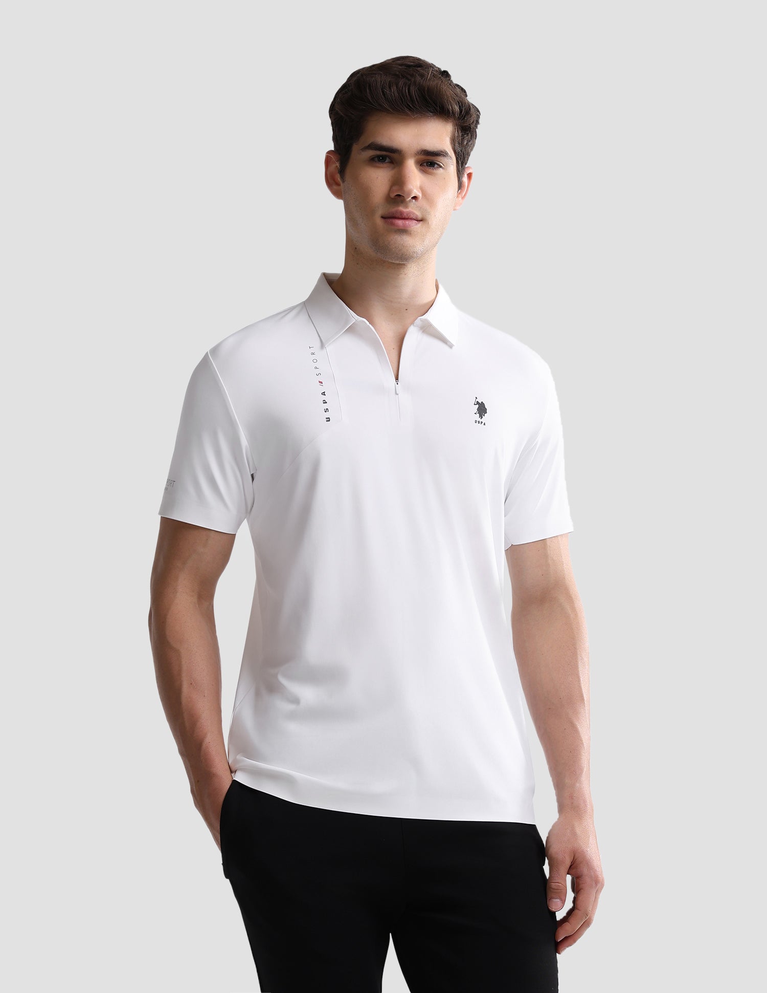 Solid Slim Fit Active Polo Shirt White - U.S. Polo Assn. India | Large