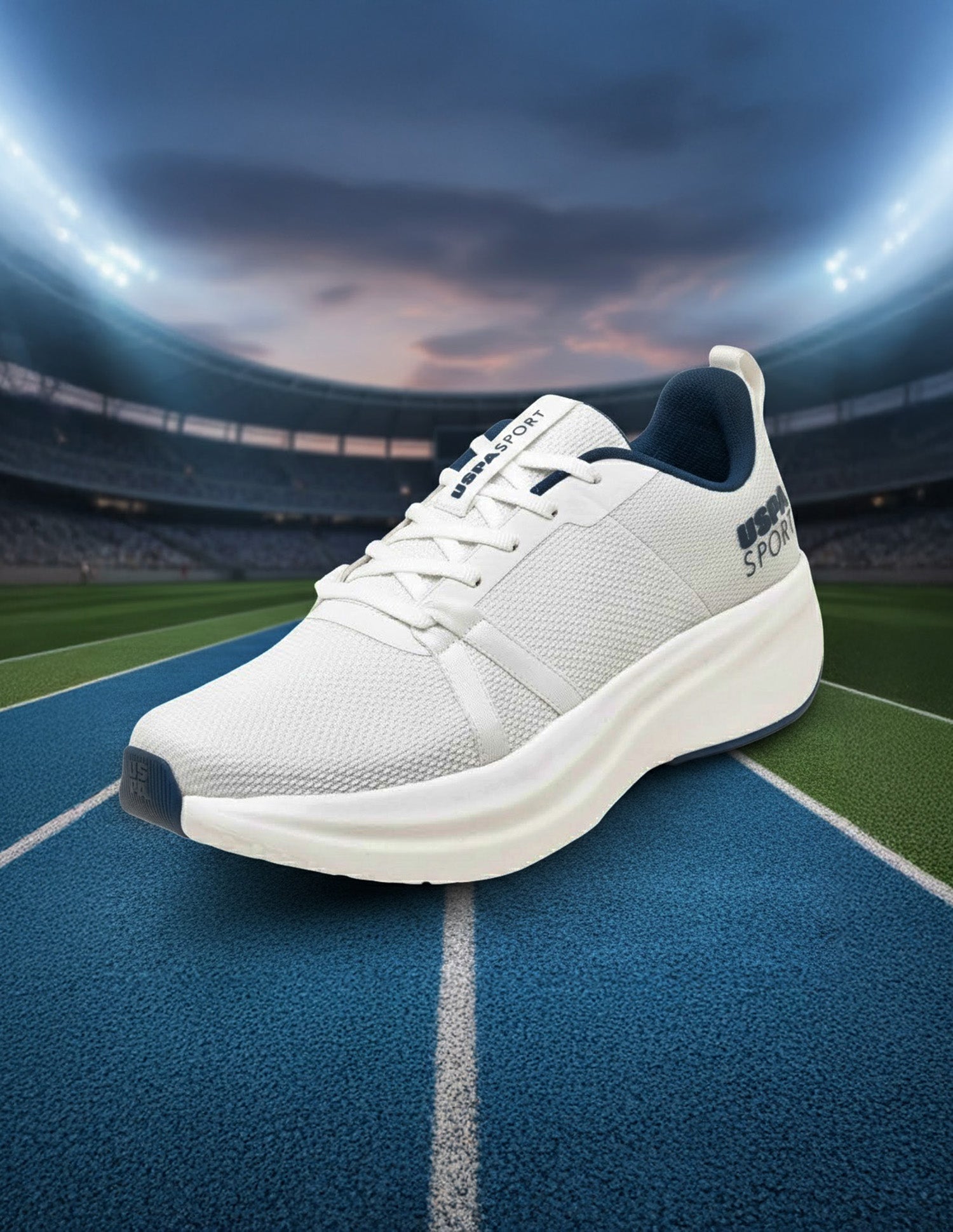 Men White Lance Uspa Sport Sneakers