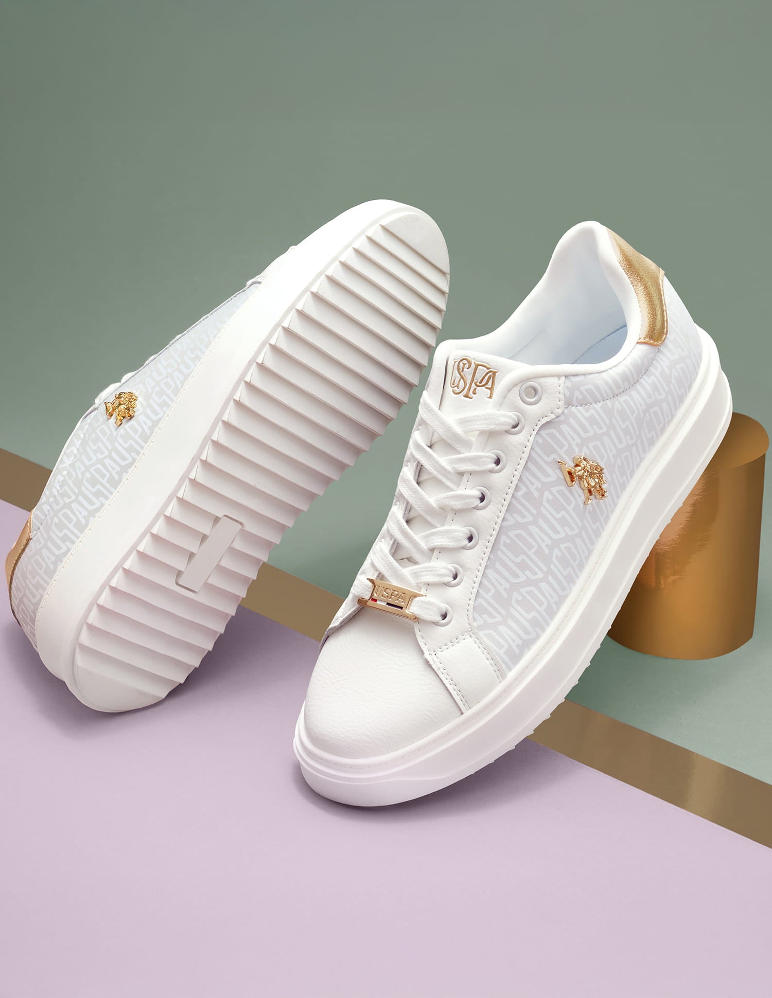 Women Narcisa Brand Printed Sneakers White - U.S. Polo Assn. India | Large