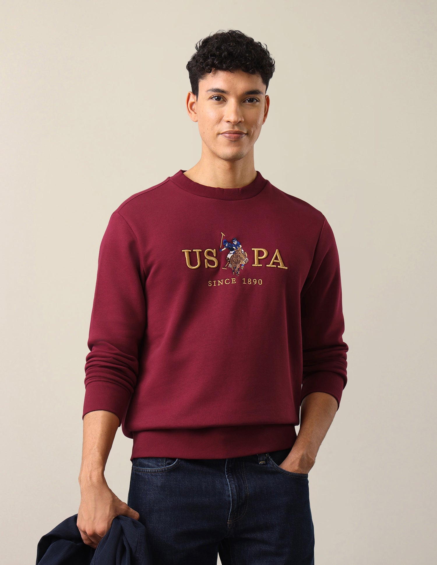 Slim Fit Brand Embroidered Sweatshirt Red - U.S. Polo Assn. India | Large