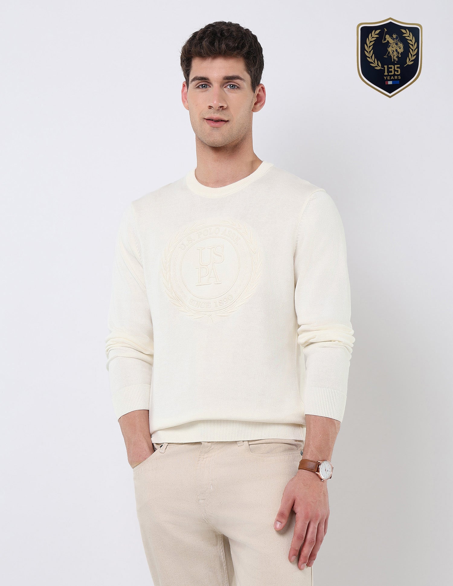 Brand Embroidered Regular Fit Sweater