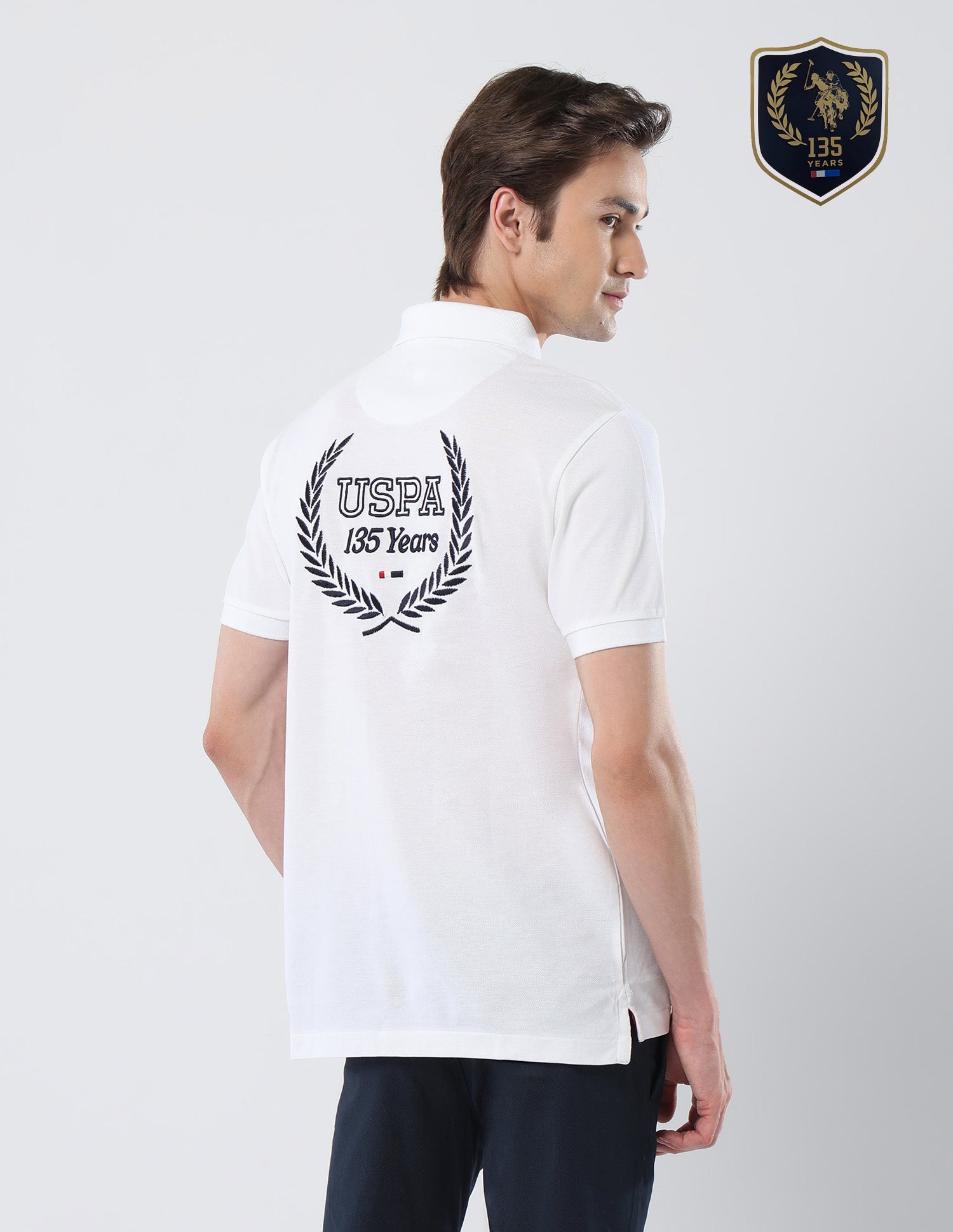 Brand Embroidered 135 Anniversary Polo Shirt White - U.S. Polo Assn. India | Large