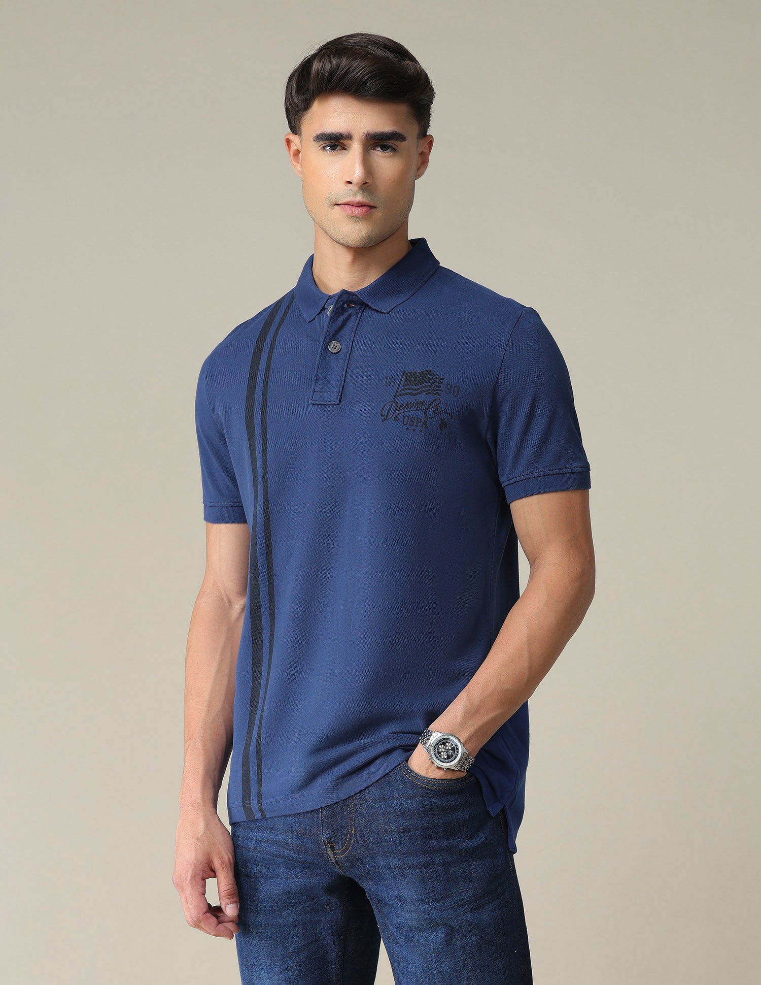 Solid Pure Cotton Polo Shirt