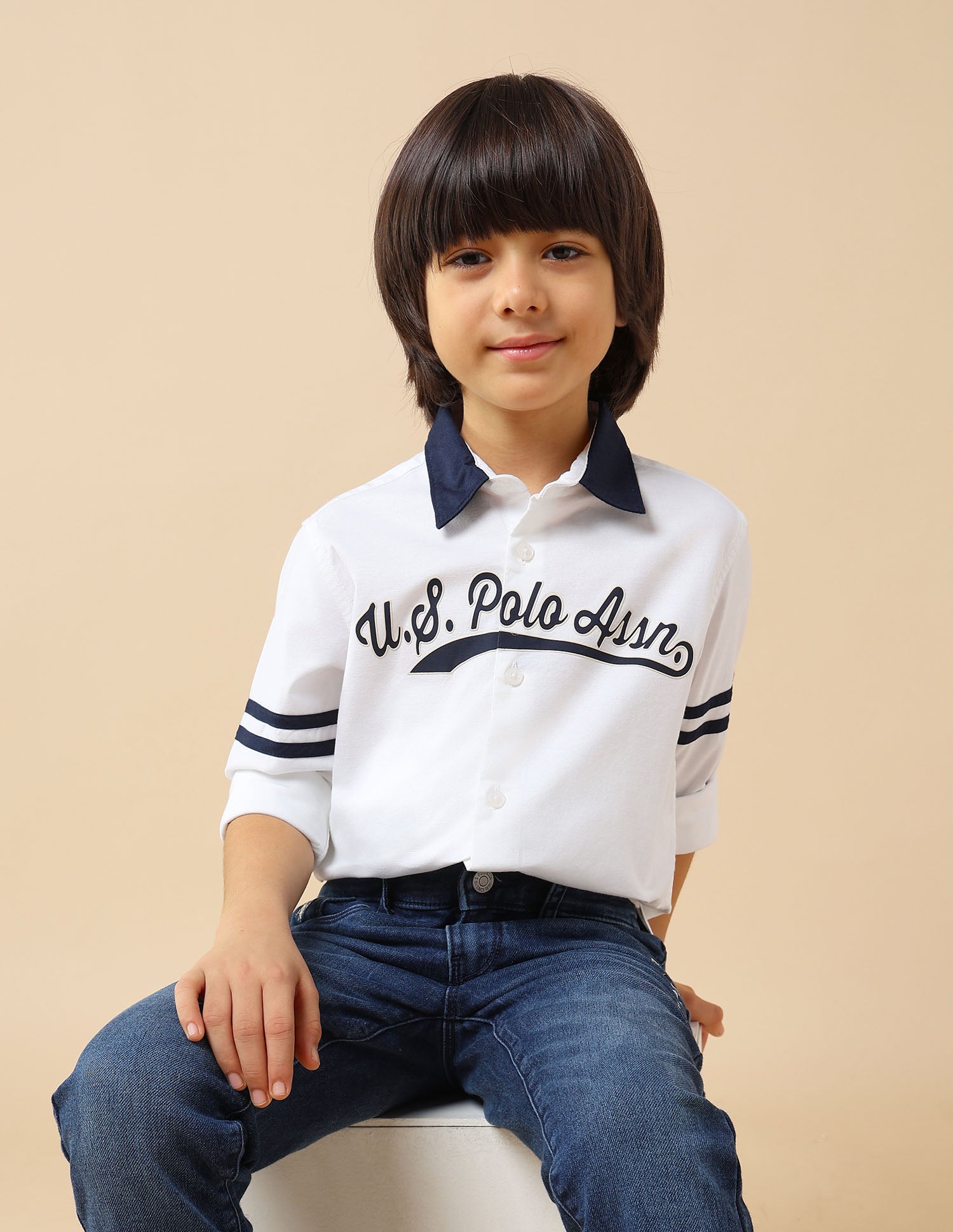 Boys Brand Embossed Oxford Shirt