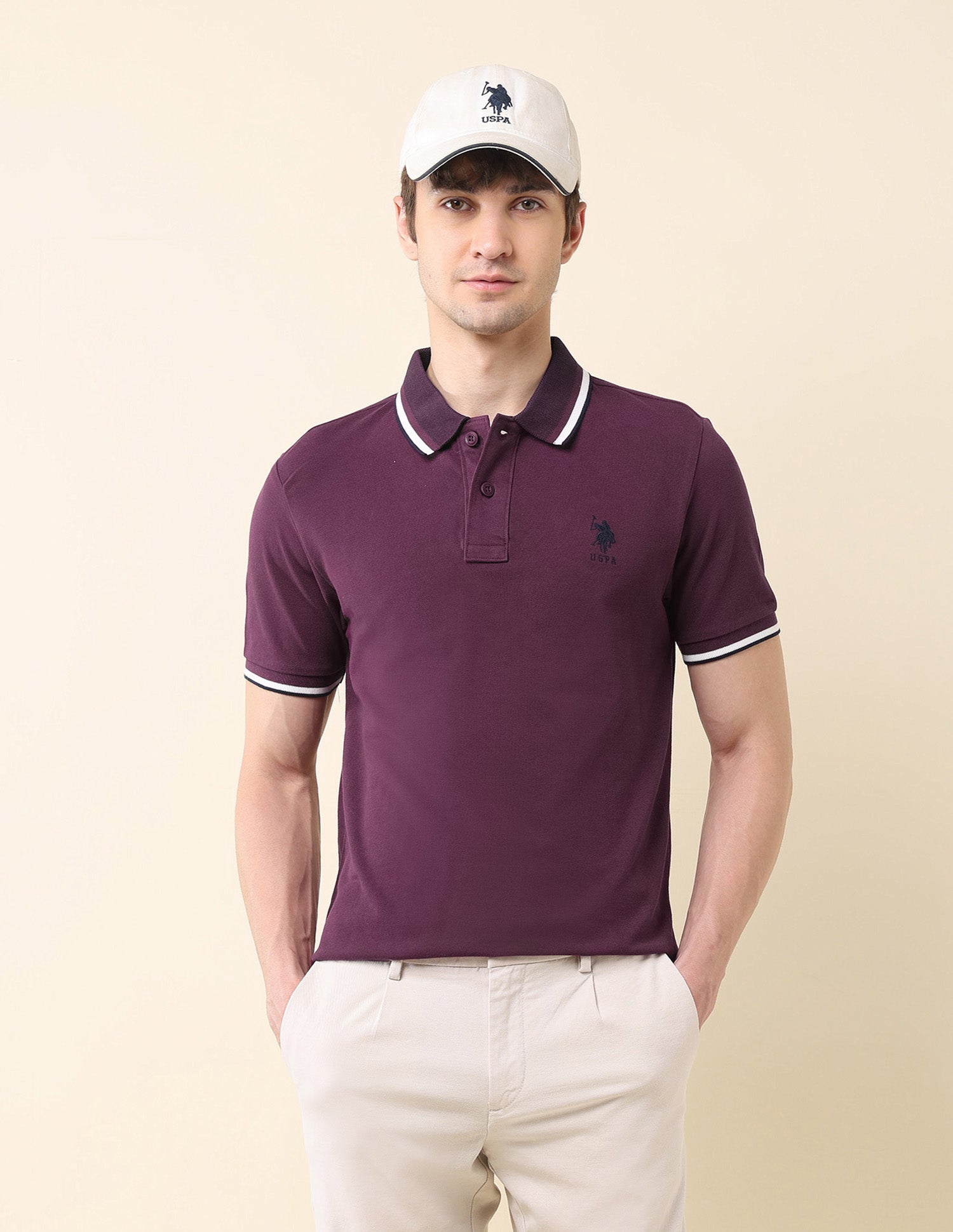 Solid Pure Cotton Classic Polo Shirt Violet - U.S. Polo Assn. India | Large