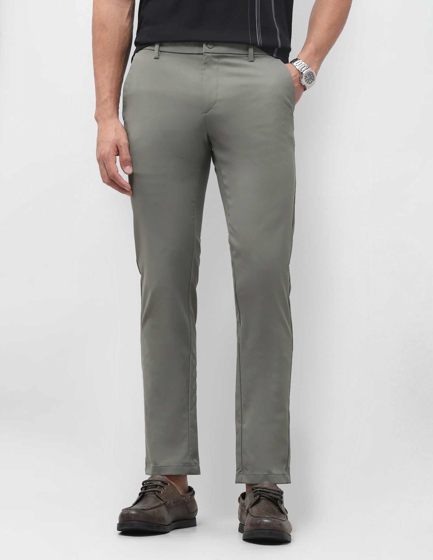 Denver Slim Fit Mid Rise Trousers Green - U.S. Polo Assn. India | Large