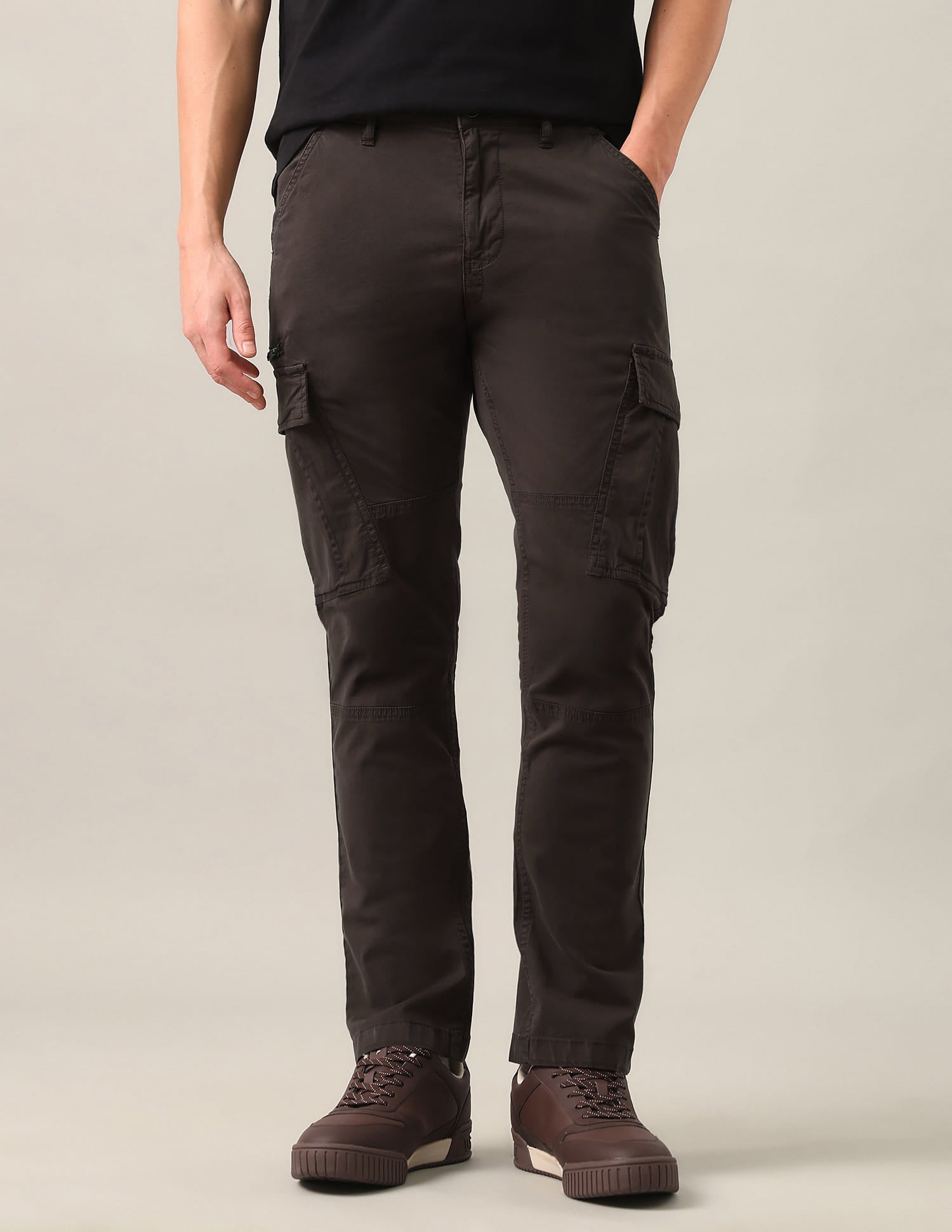 Harold Slim Straight Fit Twill Cargos Brown - U.S. Polo Assn. India | Large