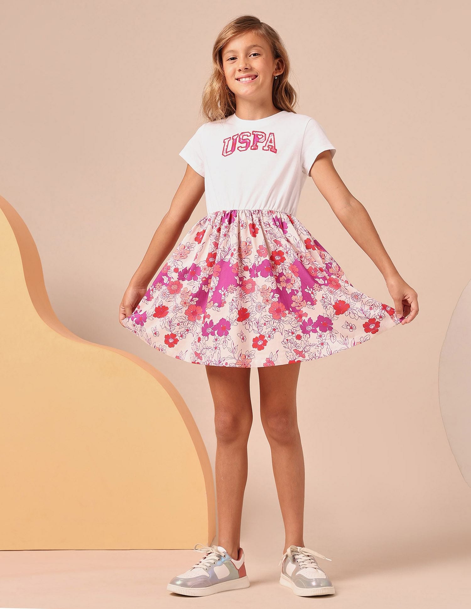 Girls Floral Printed Fit And Flare Dress