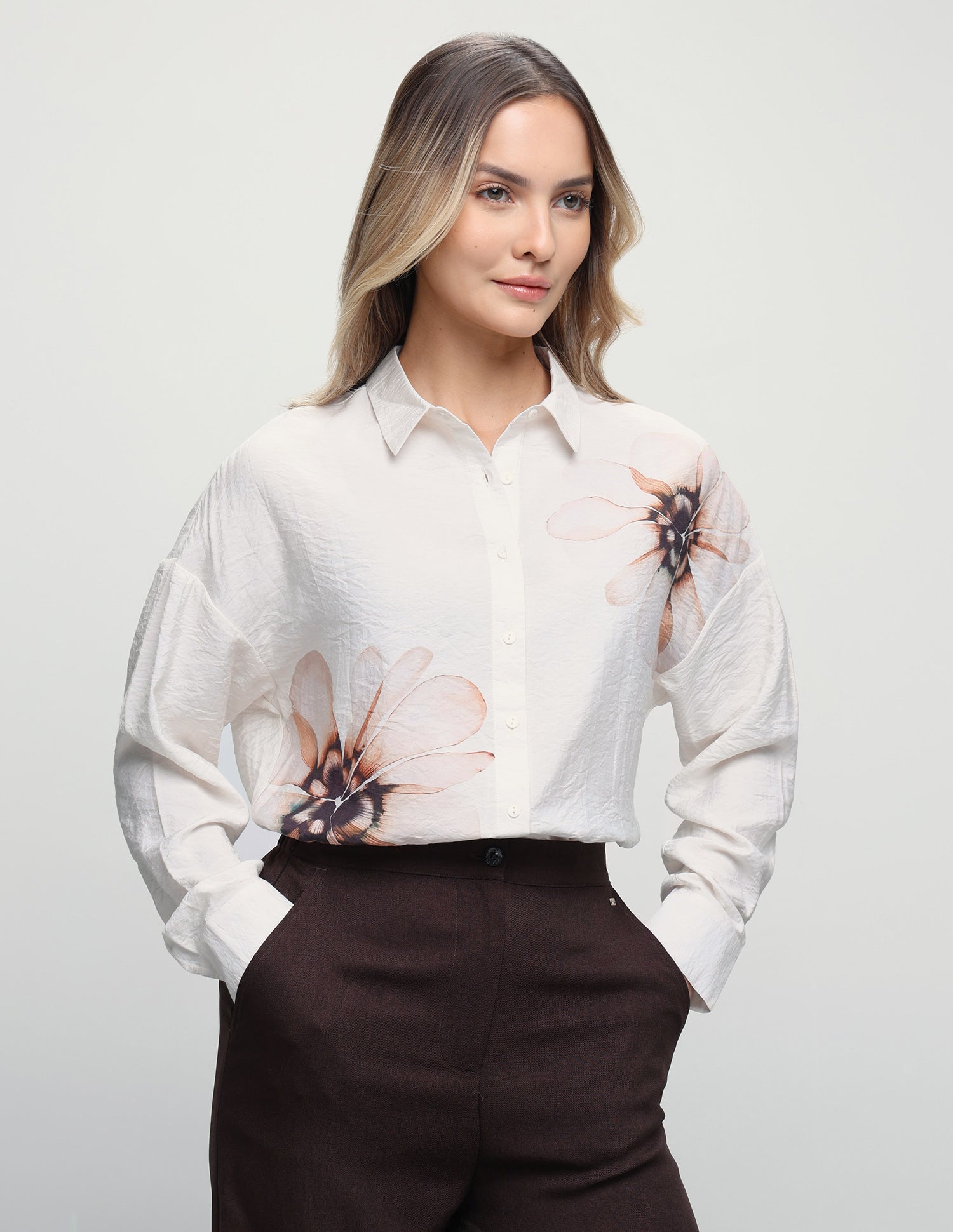 Floral Printed Regular Fit Shirt Off White - U.S. Polo Assn. India | Large