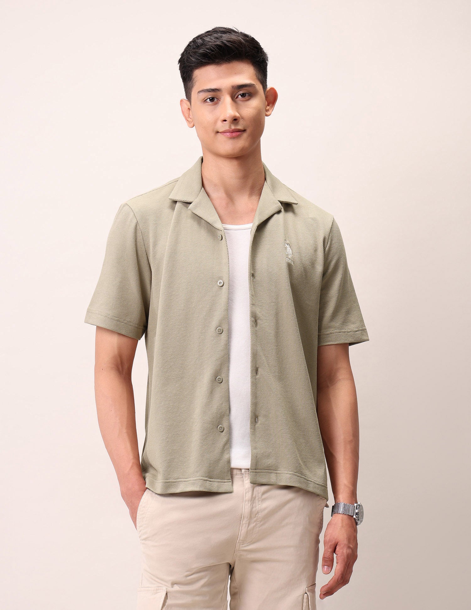 Relaxed Fit Pure Cotton Outdoor Shirt Khaki - U.S. Polo Assn. India | Large