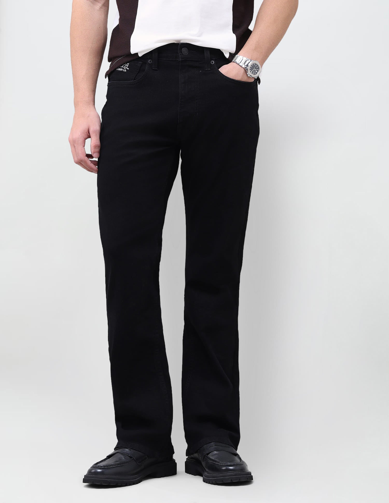 Solid Bootcut Fit Jeans Black - U.S. Polo Assn. India | Large