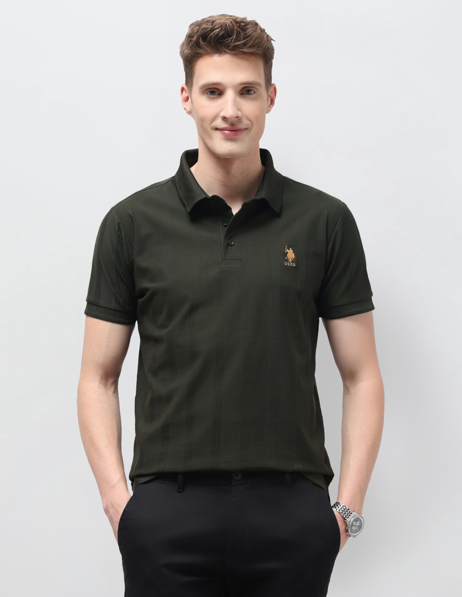 Vertical Striped Slim Fit Polo Shirt