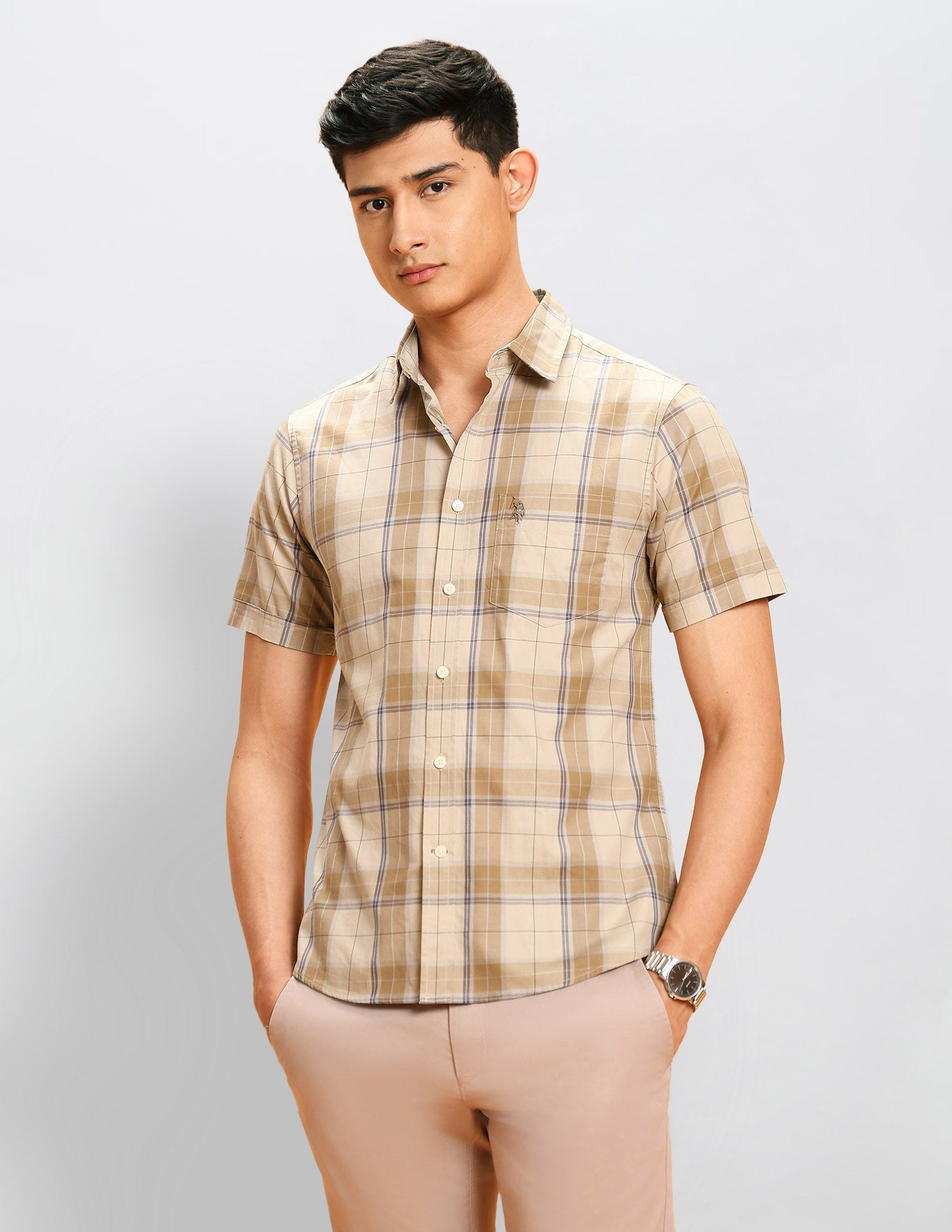 Twill Plaid Checked Shirt