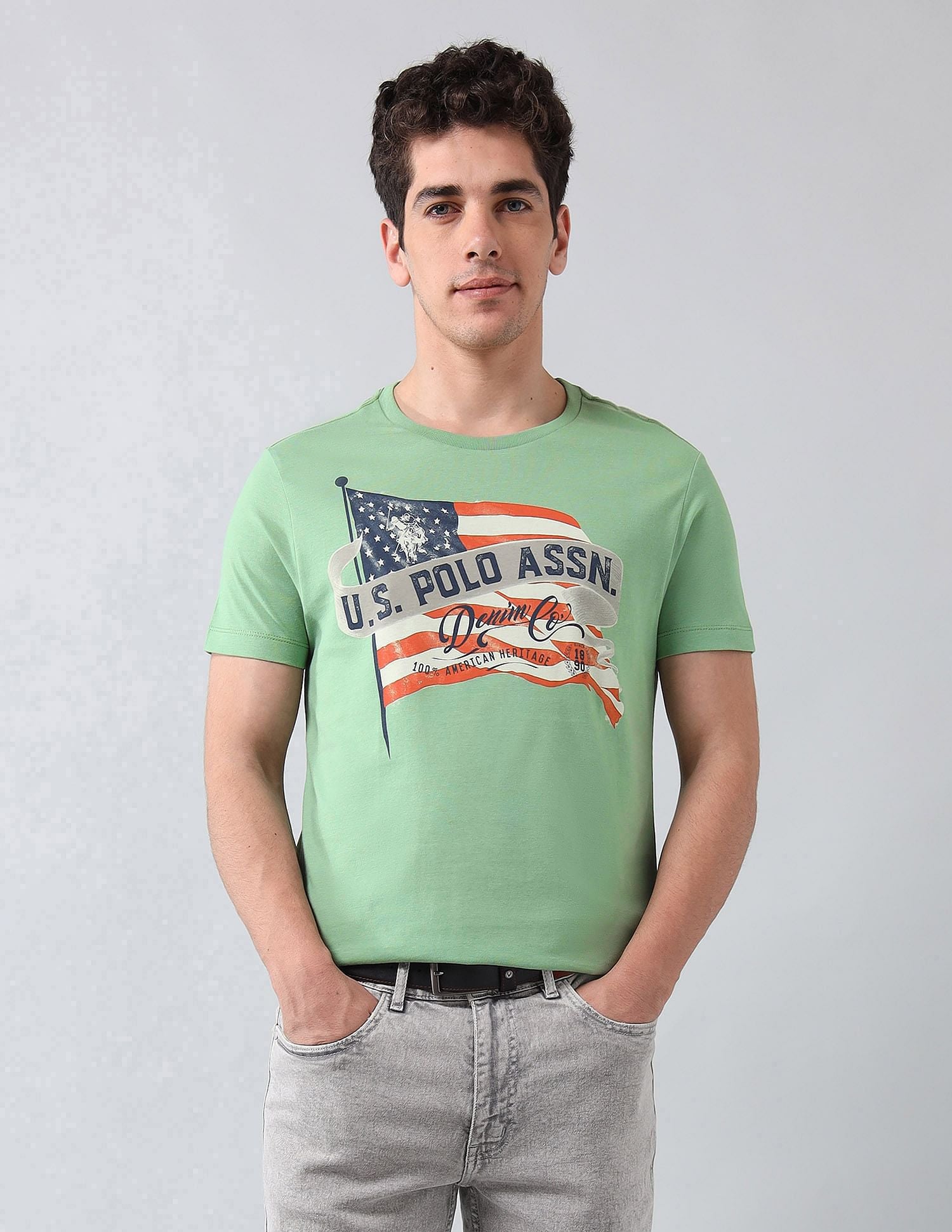Muscle Fit Brand Printed T-Shirt Green - U.S. POLO ASSN. | Large