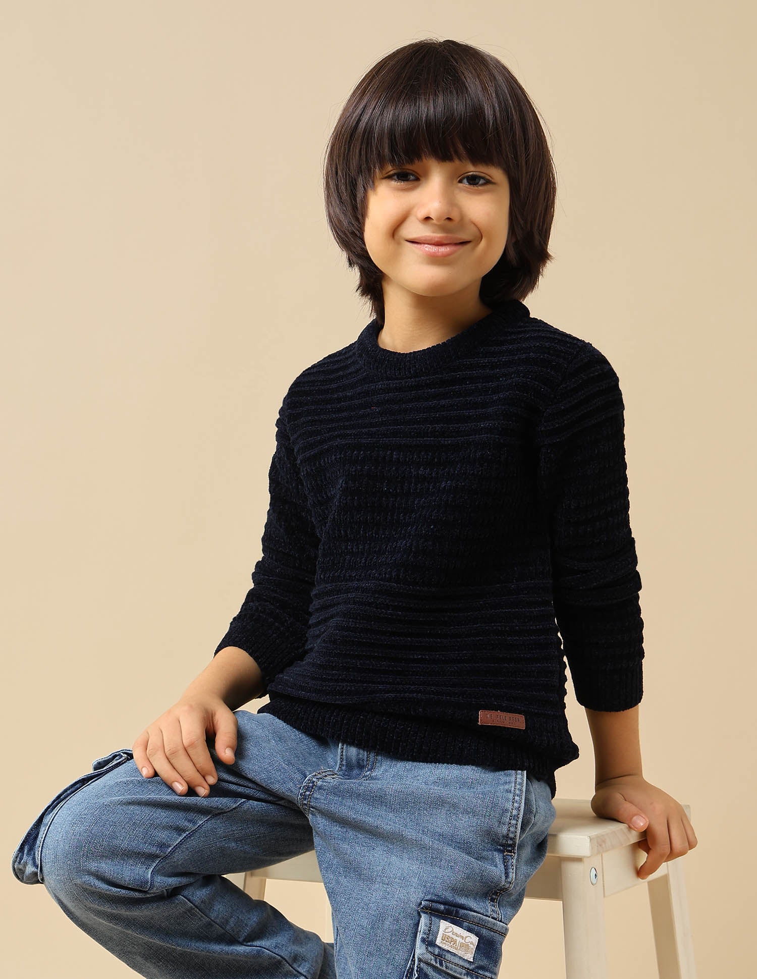 Boys Textured Mini Me Sweater