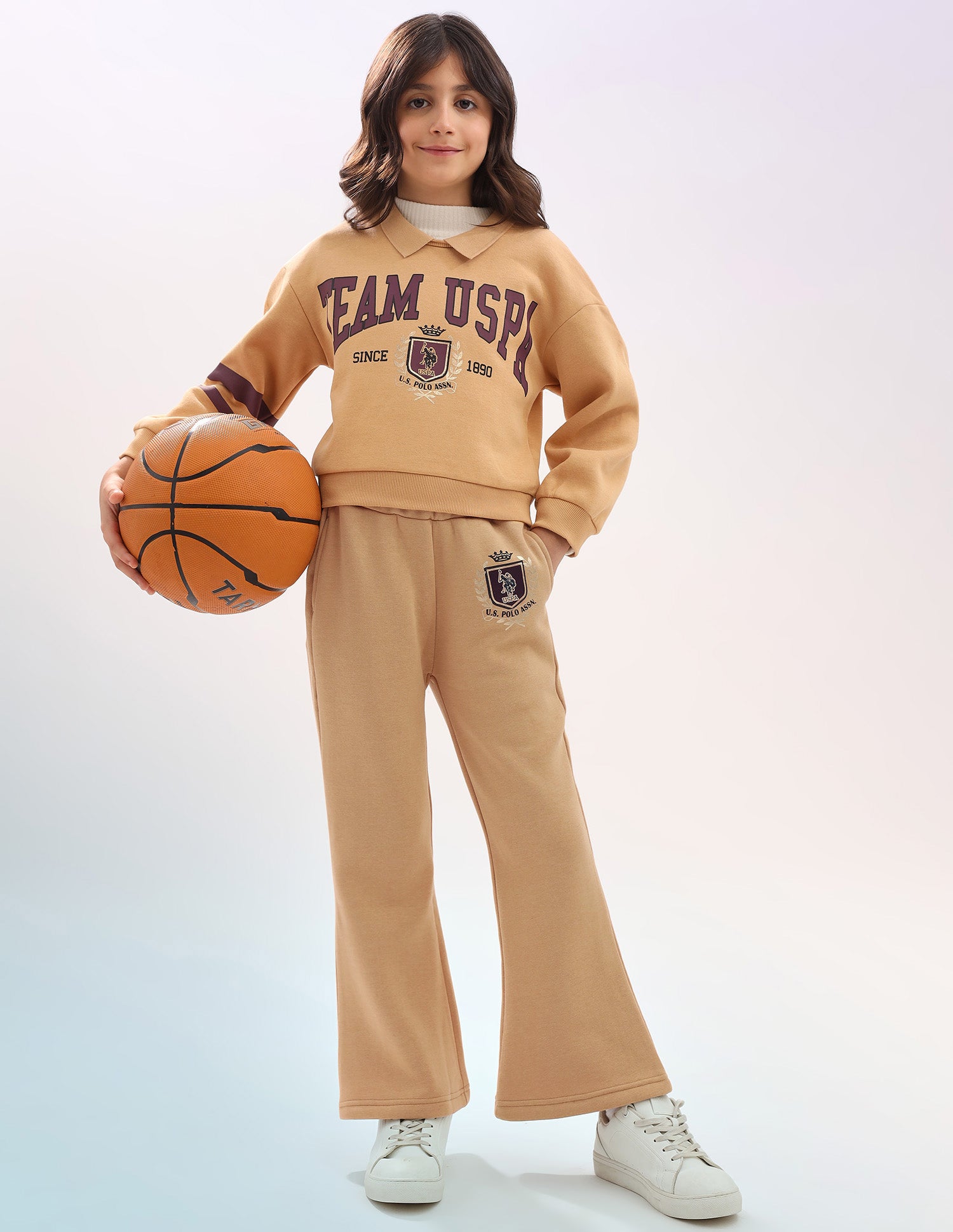 Girls Solid Regular Fit Flared Track Pants