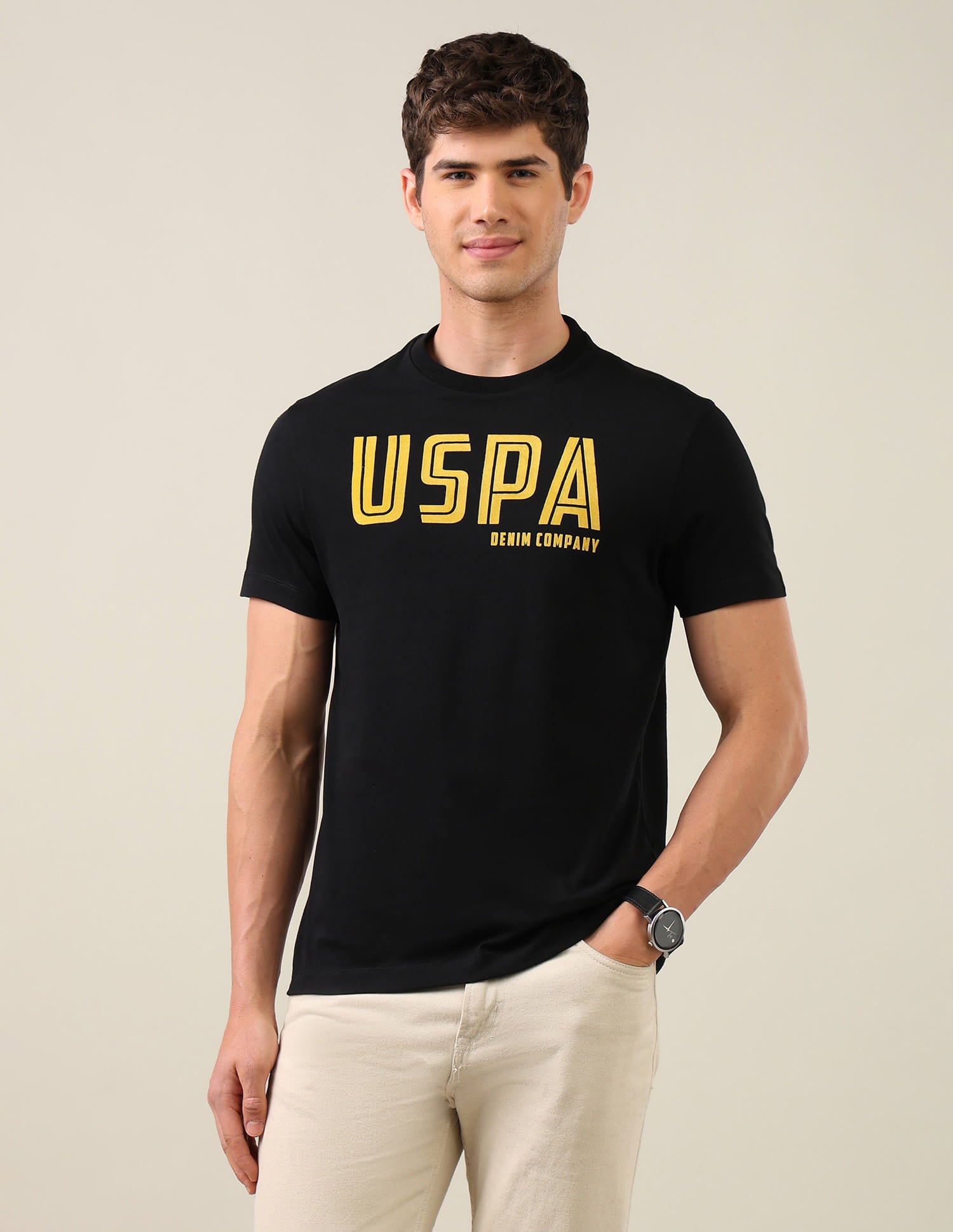 Typographic Printed Regular Fit T-Shirt Grey - U.S. Polo Assn. India | Large