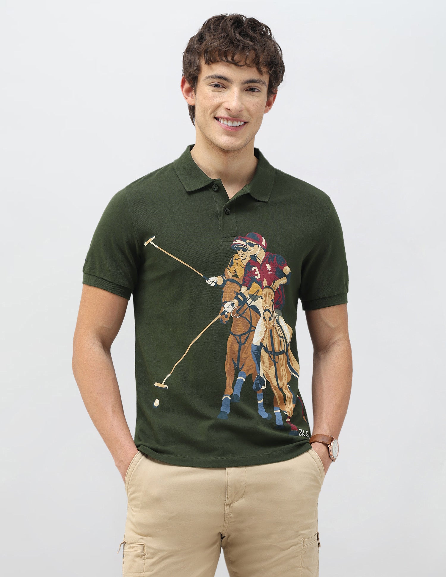 Motel On The Coast Graphic Brand Printed Polo Shirt