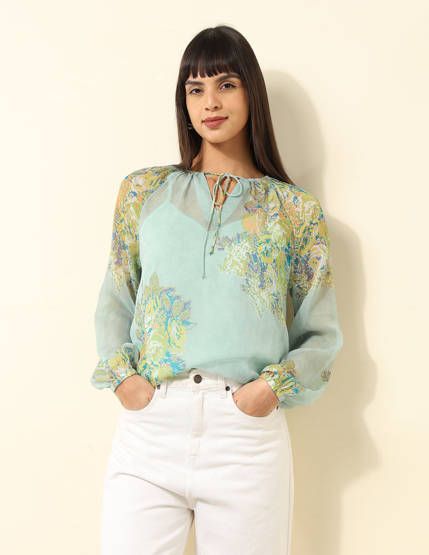 Abstract Printed Chiffon Top